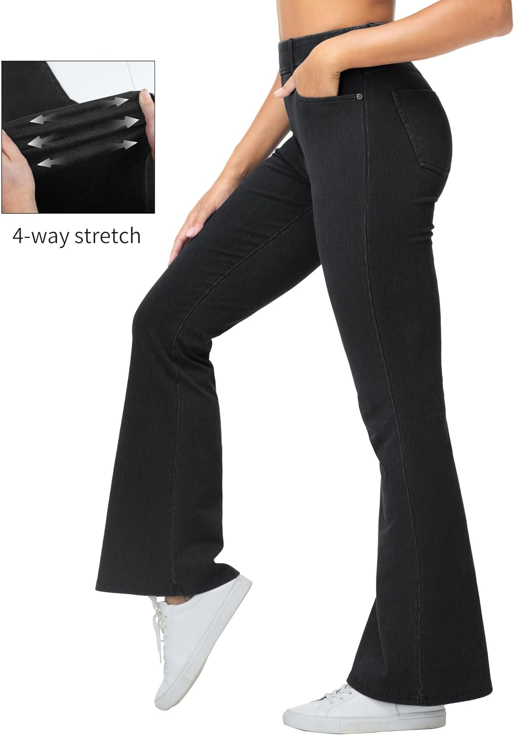 Thumbnail 2 de THE GYM PEOPLE Women's Stretchy Flare Jeans, High Waist, Wide Leg with Pockets