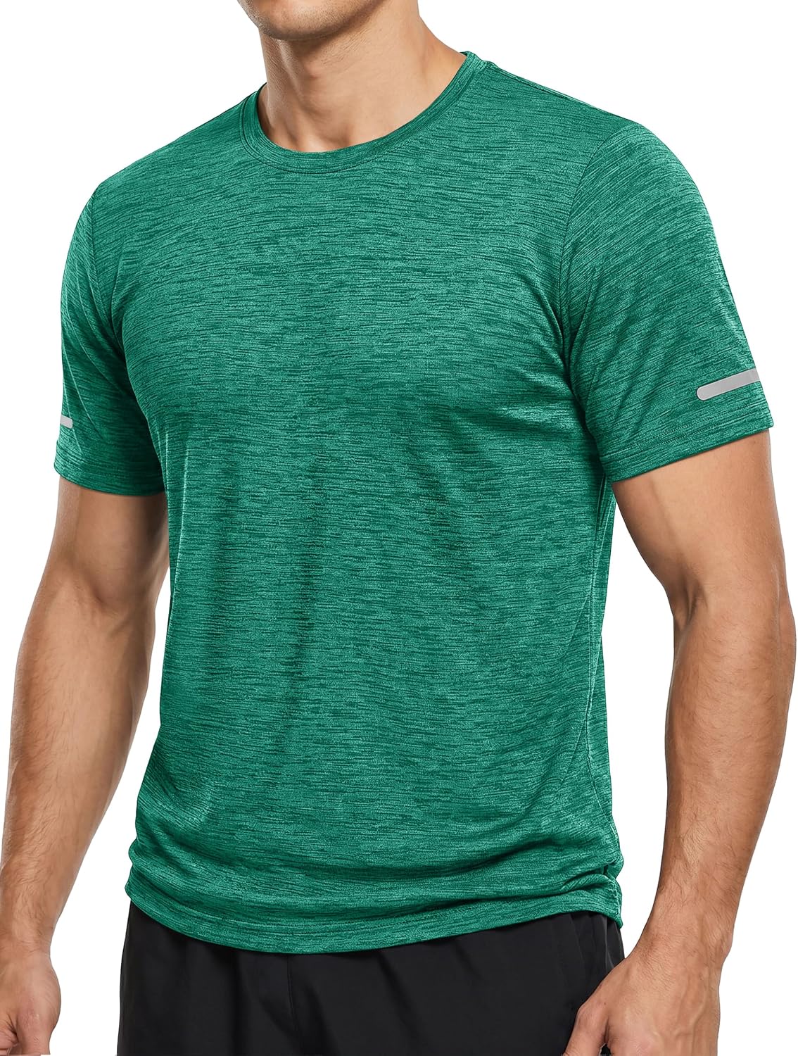Detalle de KEFITEVD Herren Funktionsshirt mit Rundhals – schnelltrocknend, atmungsaktiv & reflektierende Streifen