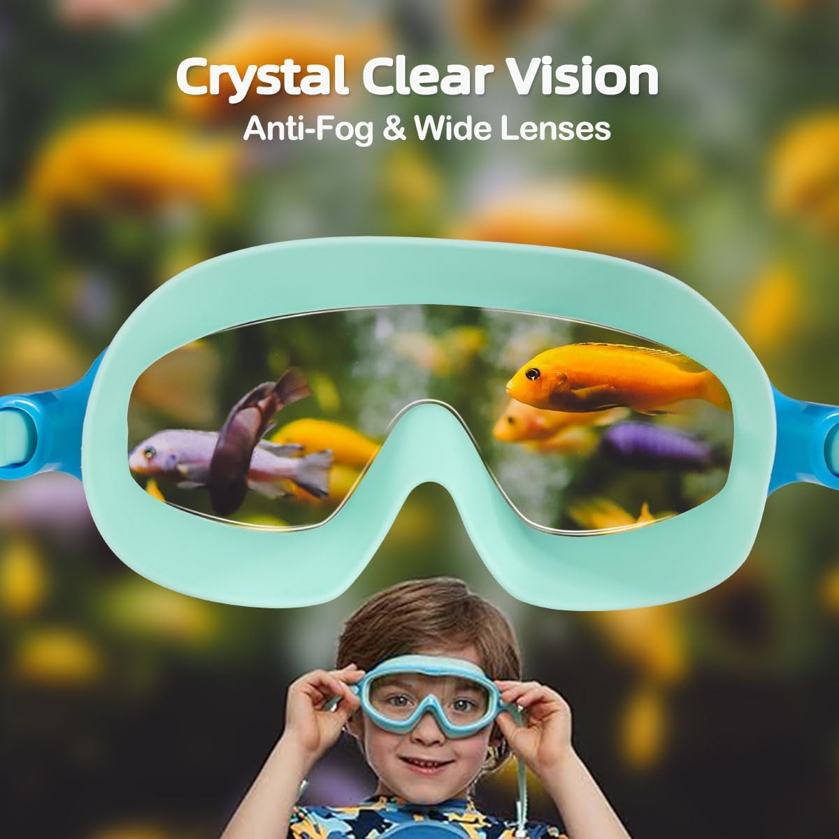 Detalle de Seago Kids’ Swim Goggles for Ages 3–14, UV Protection, Anti-Fog, 180° View