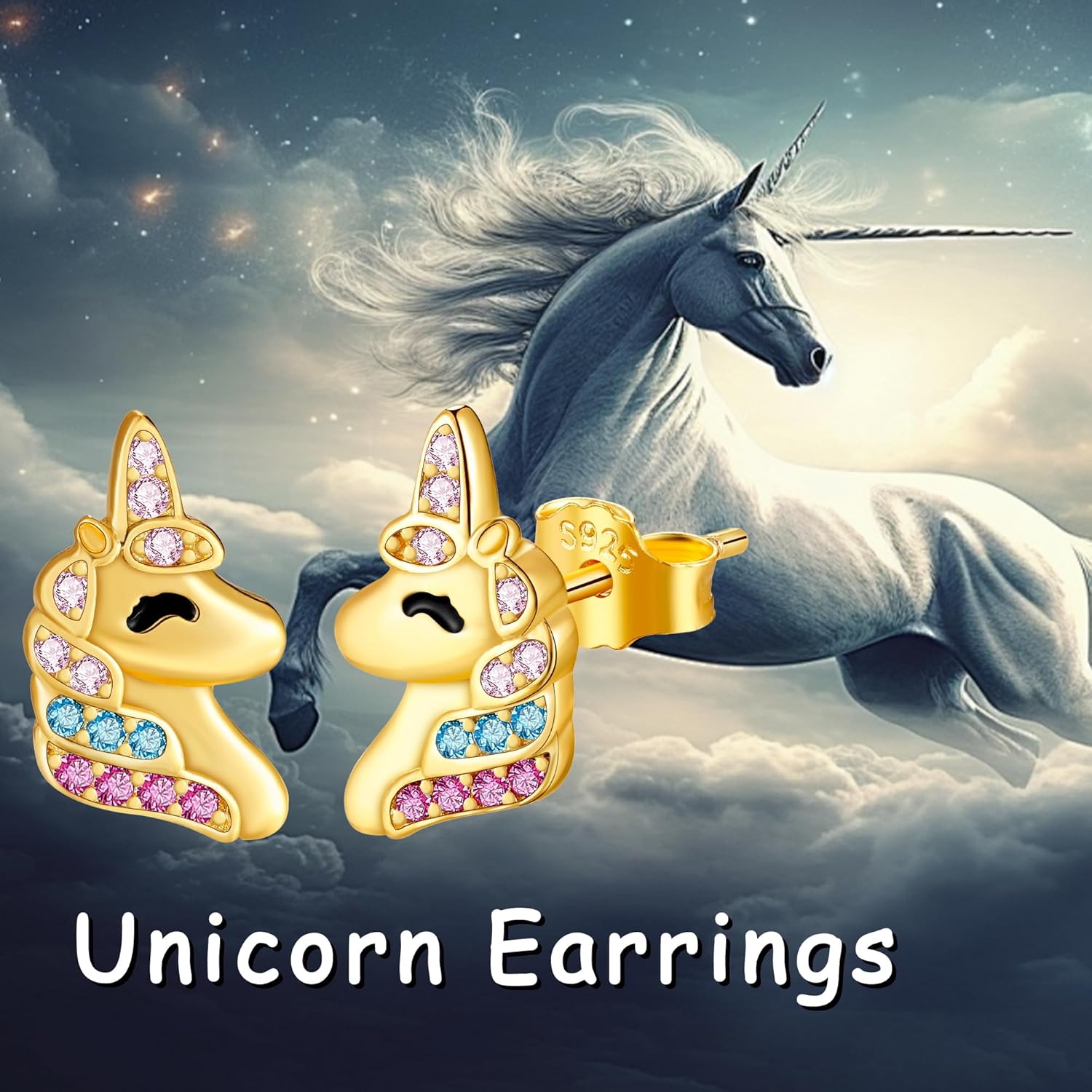 Detalle de J.MUEN 925 Sterling Silber Ohrstecker mit Zirkonia – hypoallergen, Nickelfrei für Mädchen & Damen