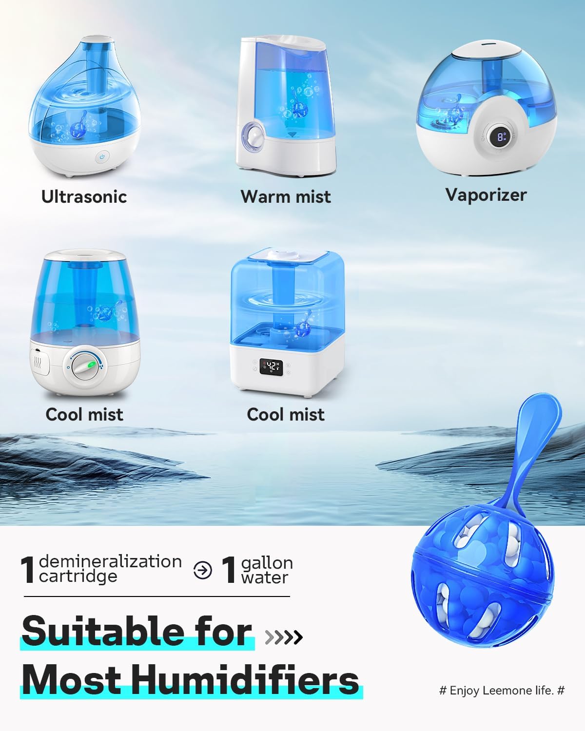 Detalle de Leemone HCB Humidifier Cleaning Balls, 12-Pack for Mineral Buildup