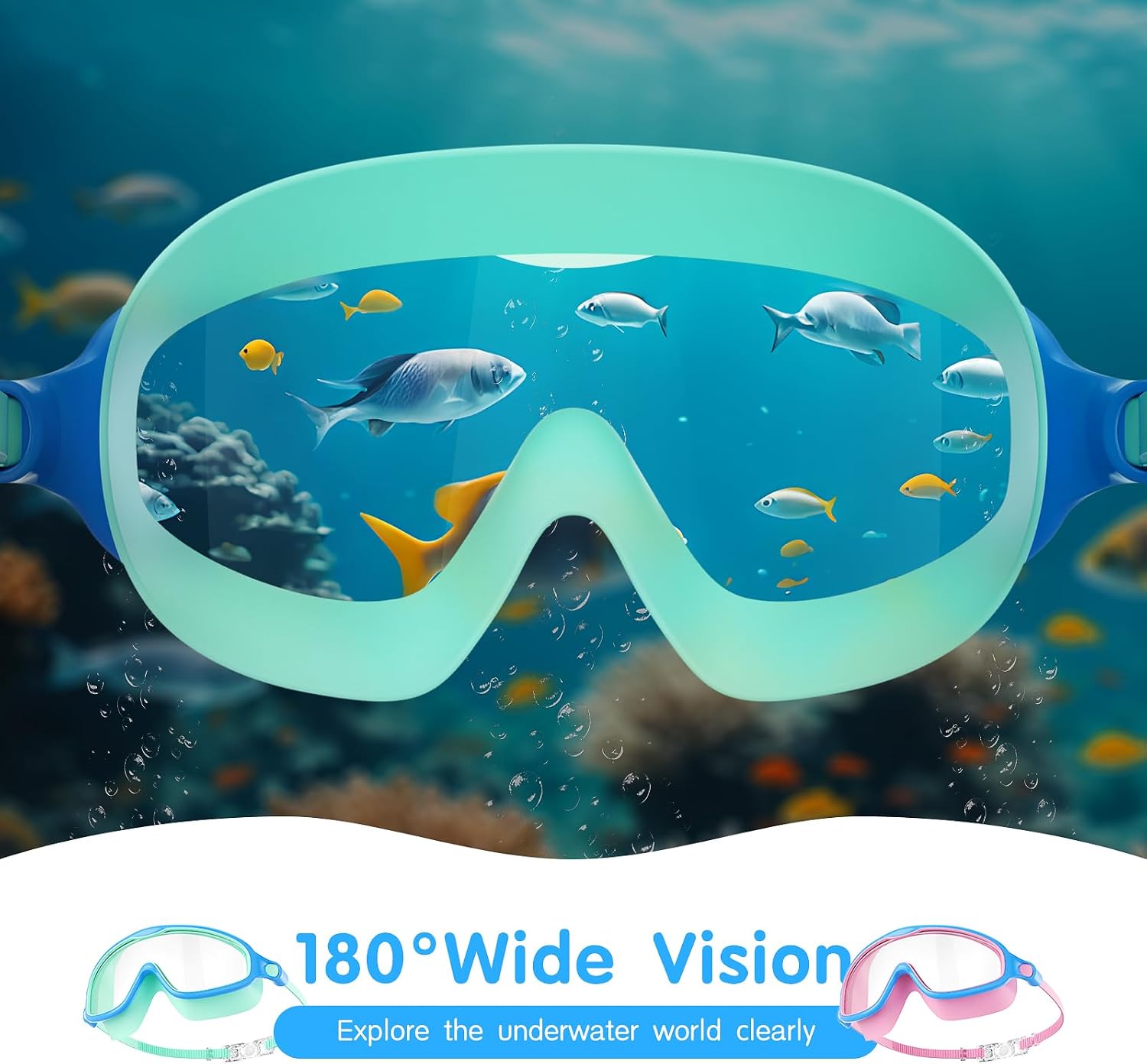 Detalle de Senders 2 Pack Kids Wide Vision Anti-Fog Swimming Goggles