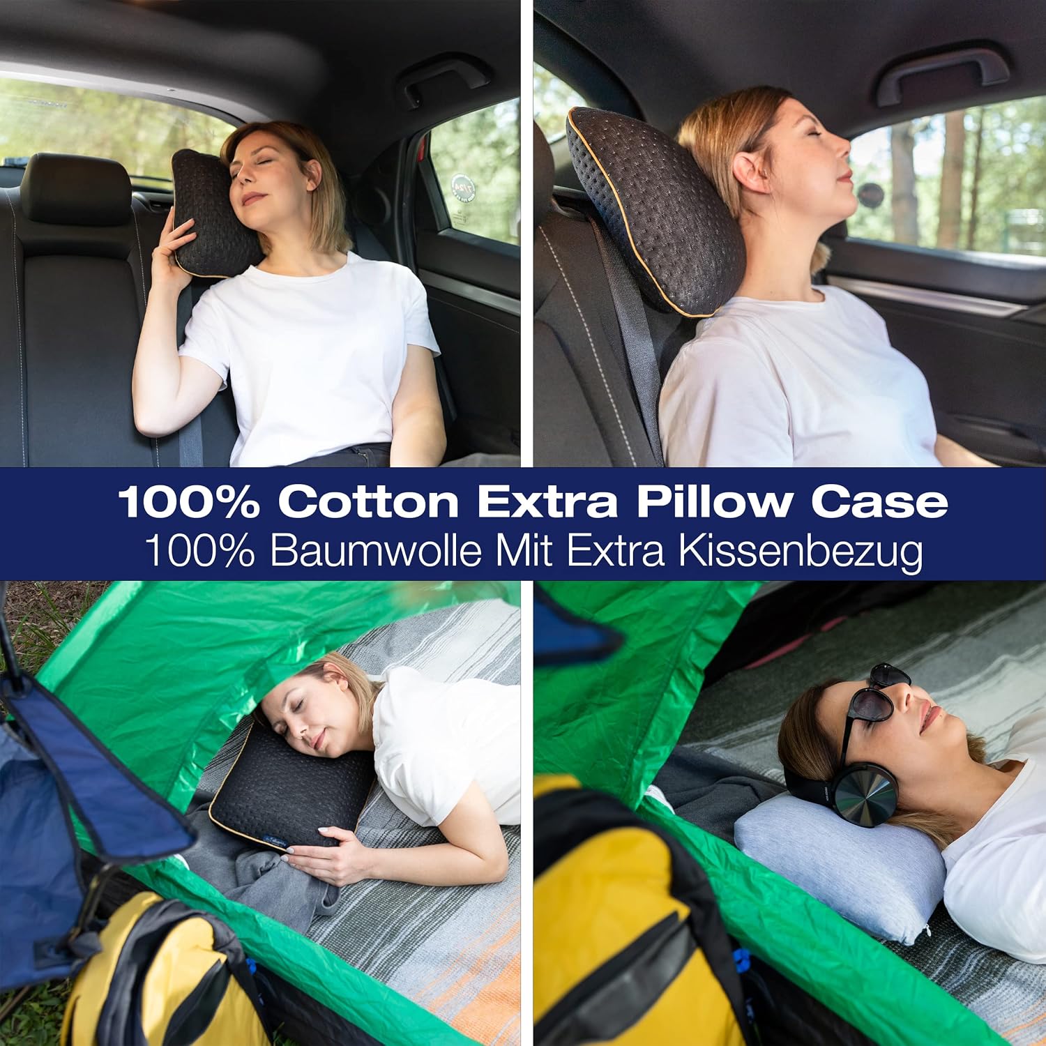Thumbnail 1 de alkamto Travel Pillow – Ergonomic Memory Foam Neck Support with Thermoregulating Cover