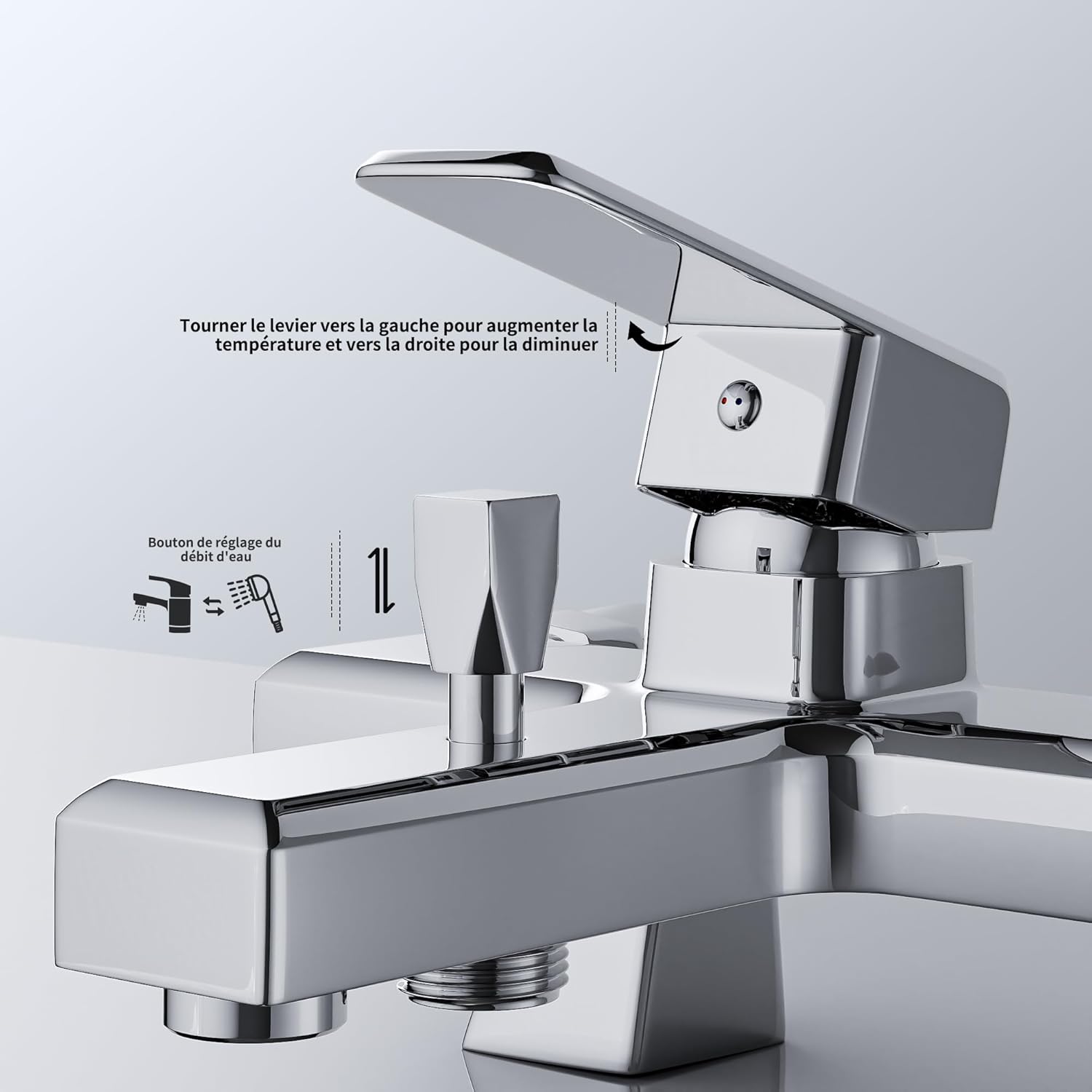 Thumbnail 2 de Robinet de bain MORADO — Mitigeur monocommande sur Pont, Chromé, 180 mm, sortie douche et bain