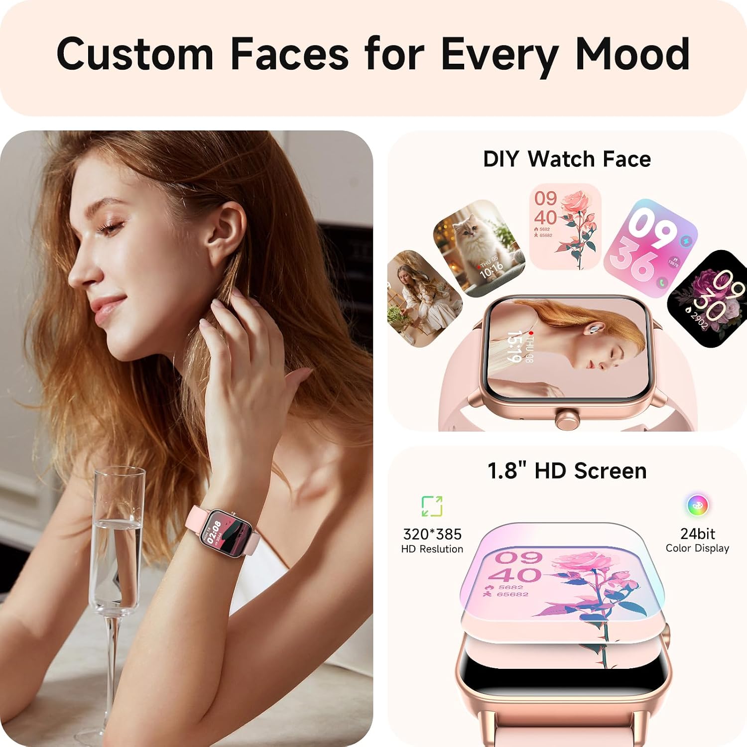 Detalle de aeac 1.8 inch Alexa smartwatch for women