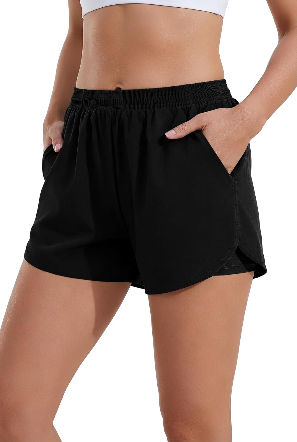 Detalle 2 de Ekouaer Pantaloncini da Bagno Donna con Boxer Interno – design a doppio strato, Tasche e spacchi laterali