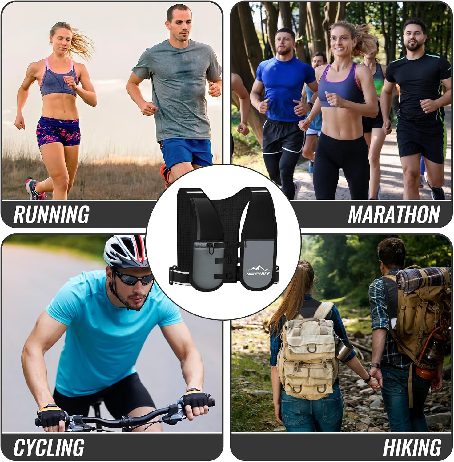 Thumbnail 6 de Nepfaivy Running Vest lightweight reflective hydration pack