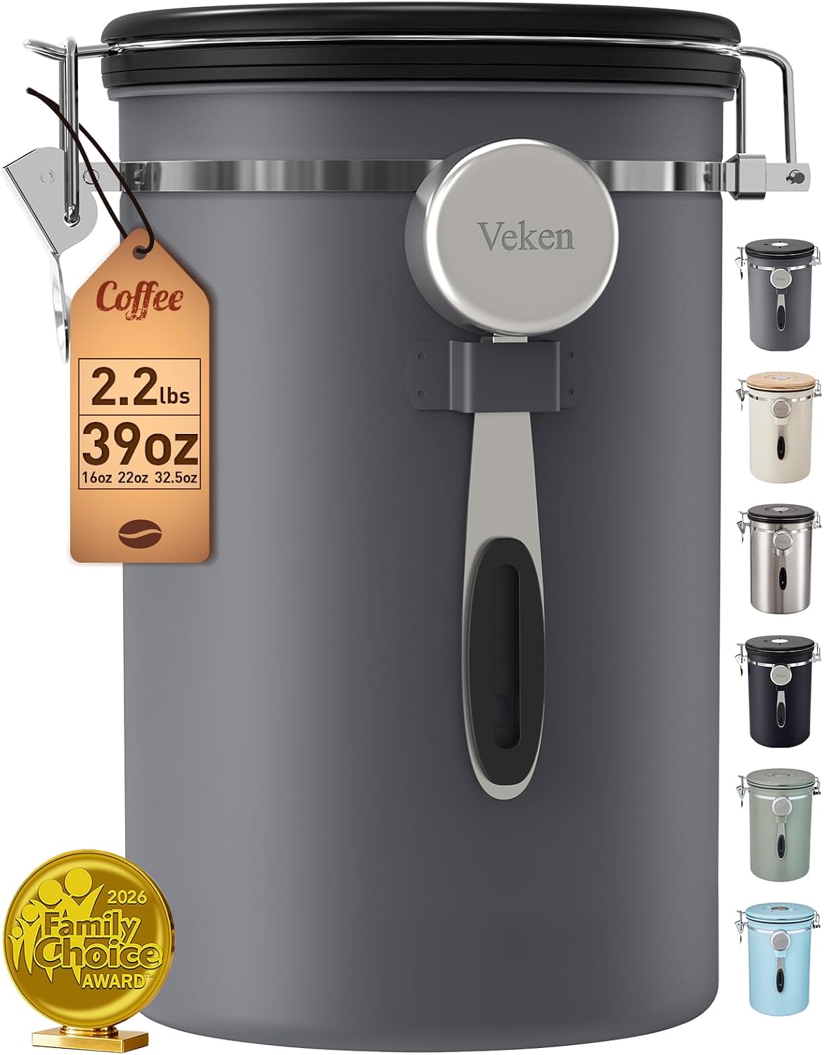 Detalle de Veken 39OZ Airtight Coffee Canister ⚙