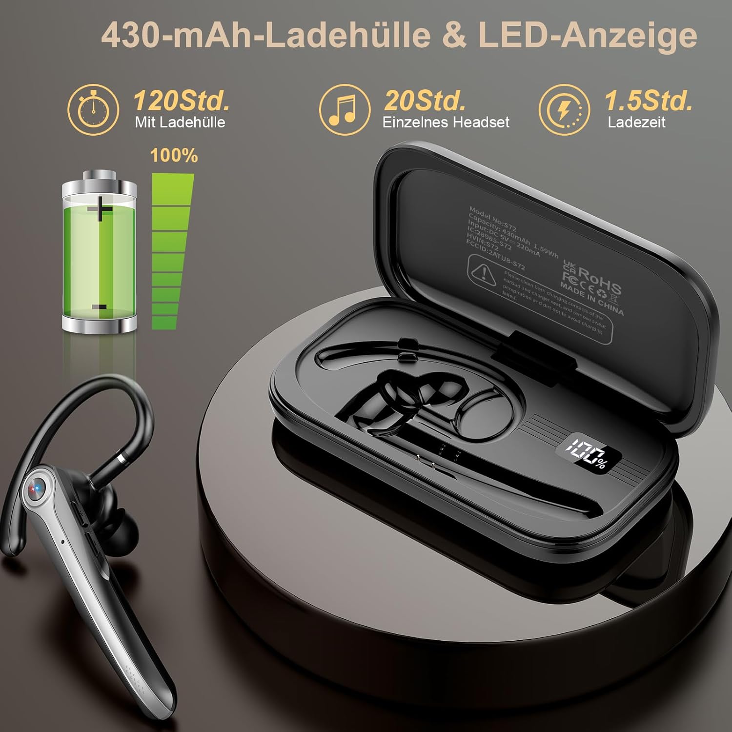 Thumbnail 3 de Bluetooth Headset 5.4 mit CVC 8.0