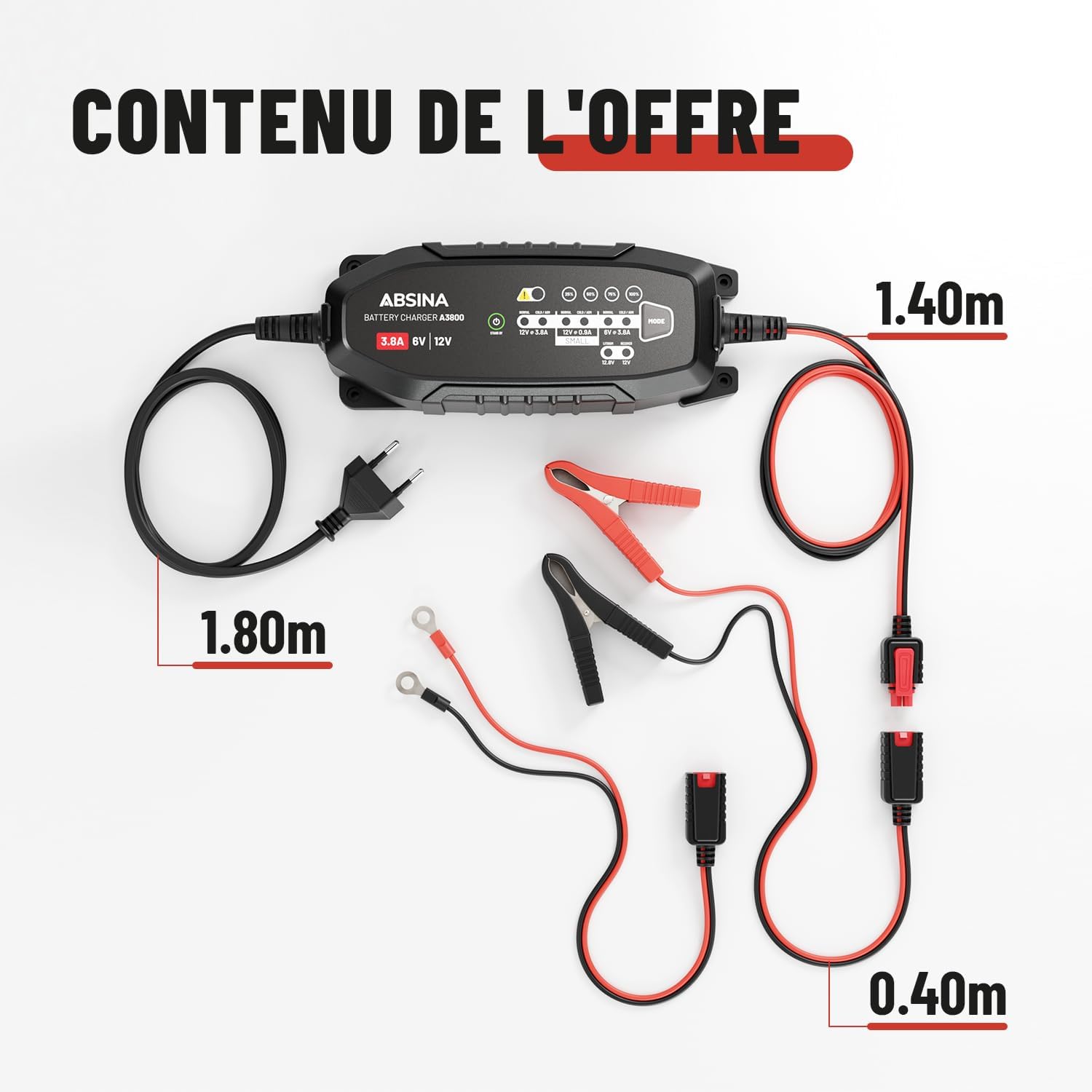 Detalle 2 de ABSINA A3800 chargeur batterie 3,8 A