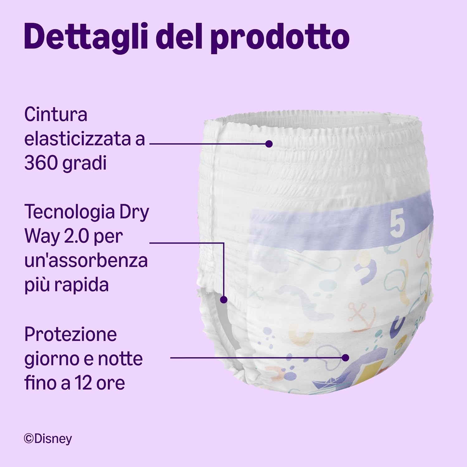 Detalle de Pannolini Mutandina Disney Taglia 5 (12 kg–17 kg), 140 pezzi – Healthcare by Amazon