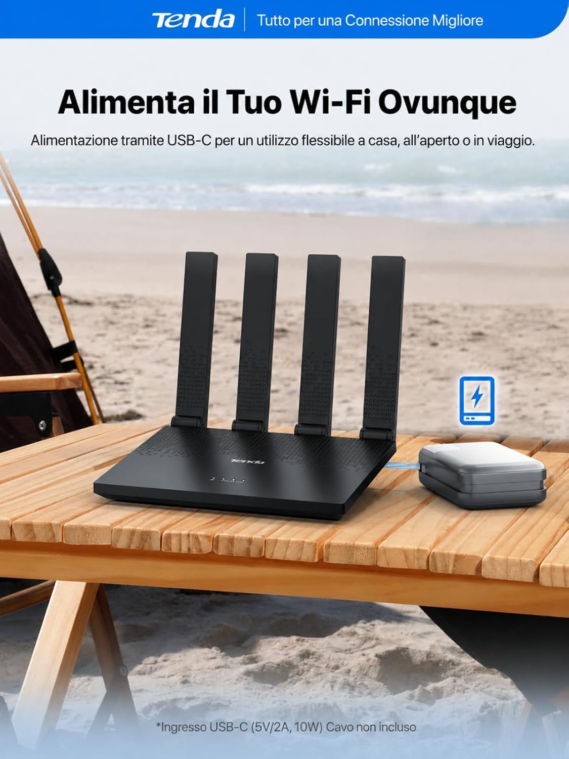 Detalle de Tenda Router 4G con SIM Modem LTE Cat4 Wi-Fi N300 Pro V2.0: con 4 antenne pieghevoli e connessione stabile ovunque
