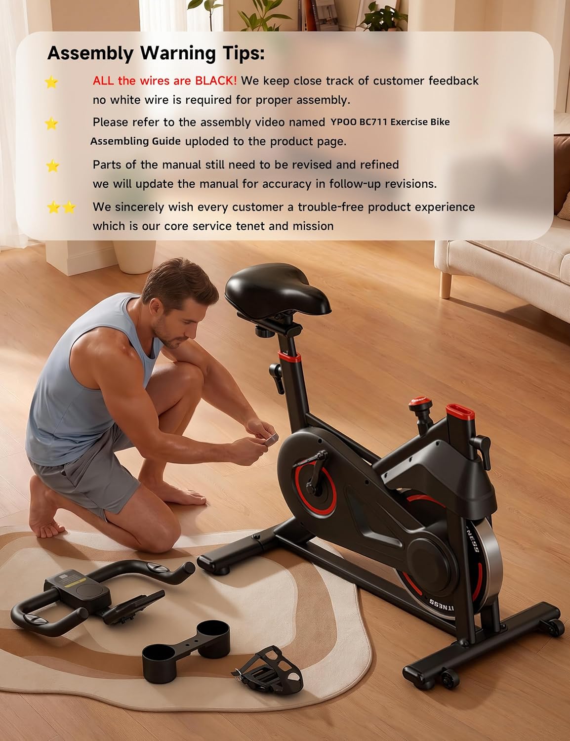Detalle 2 de YPOO BC711 Exercise Bike with 6-Way Adjustment, App Connectivity and Belt Drive