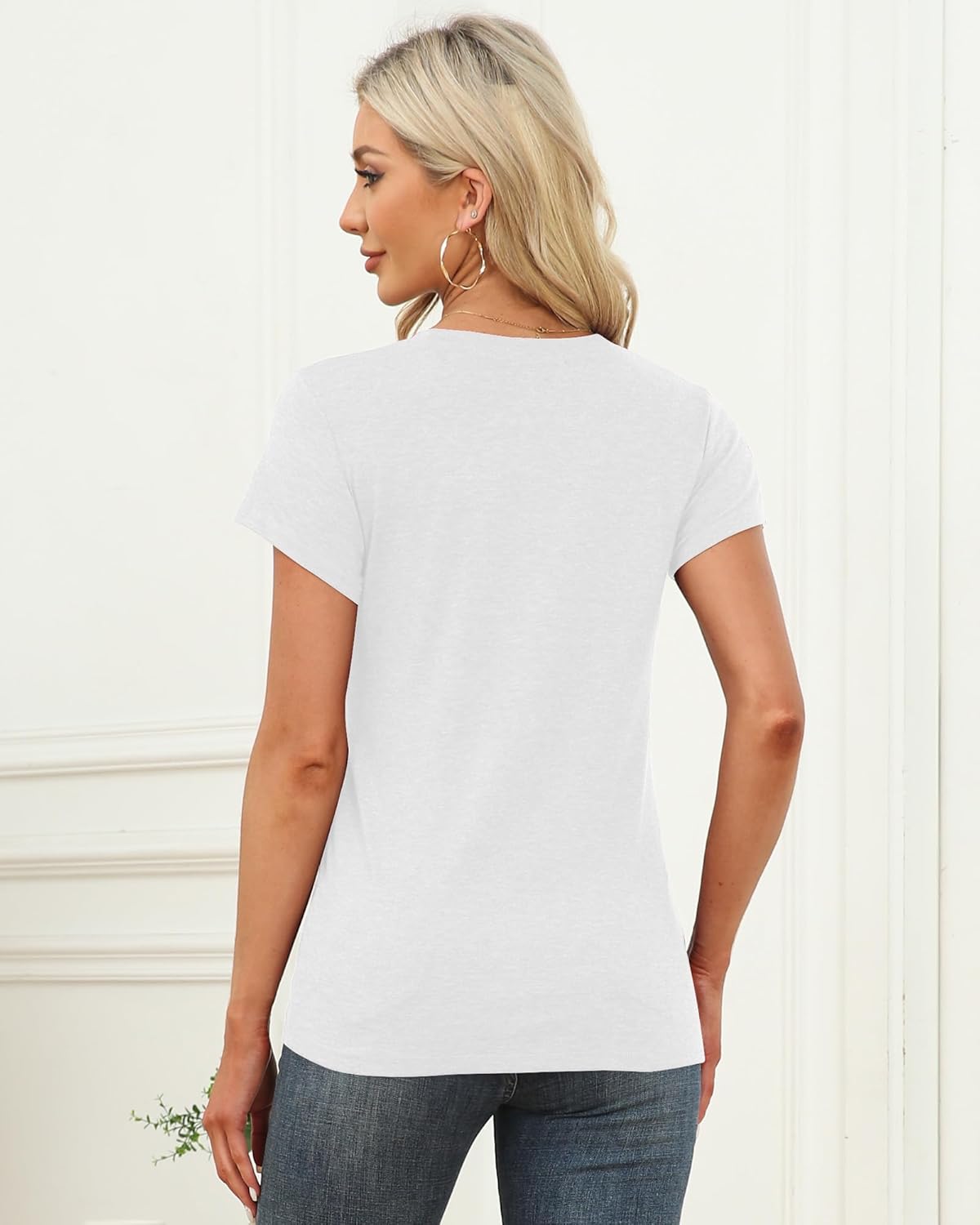 Detalle de Memorose Women's Short Sleeve Tops: Summer Round Neck Tee