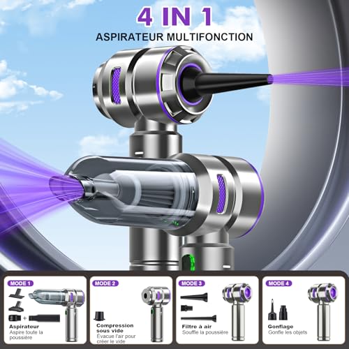 Detalle 2 de Micisty Aspirateur Voiture 4 en 1 — Puissant sans fil 28 000 Pa