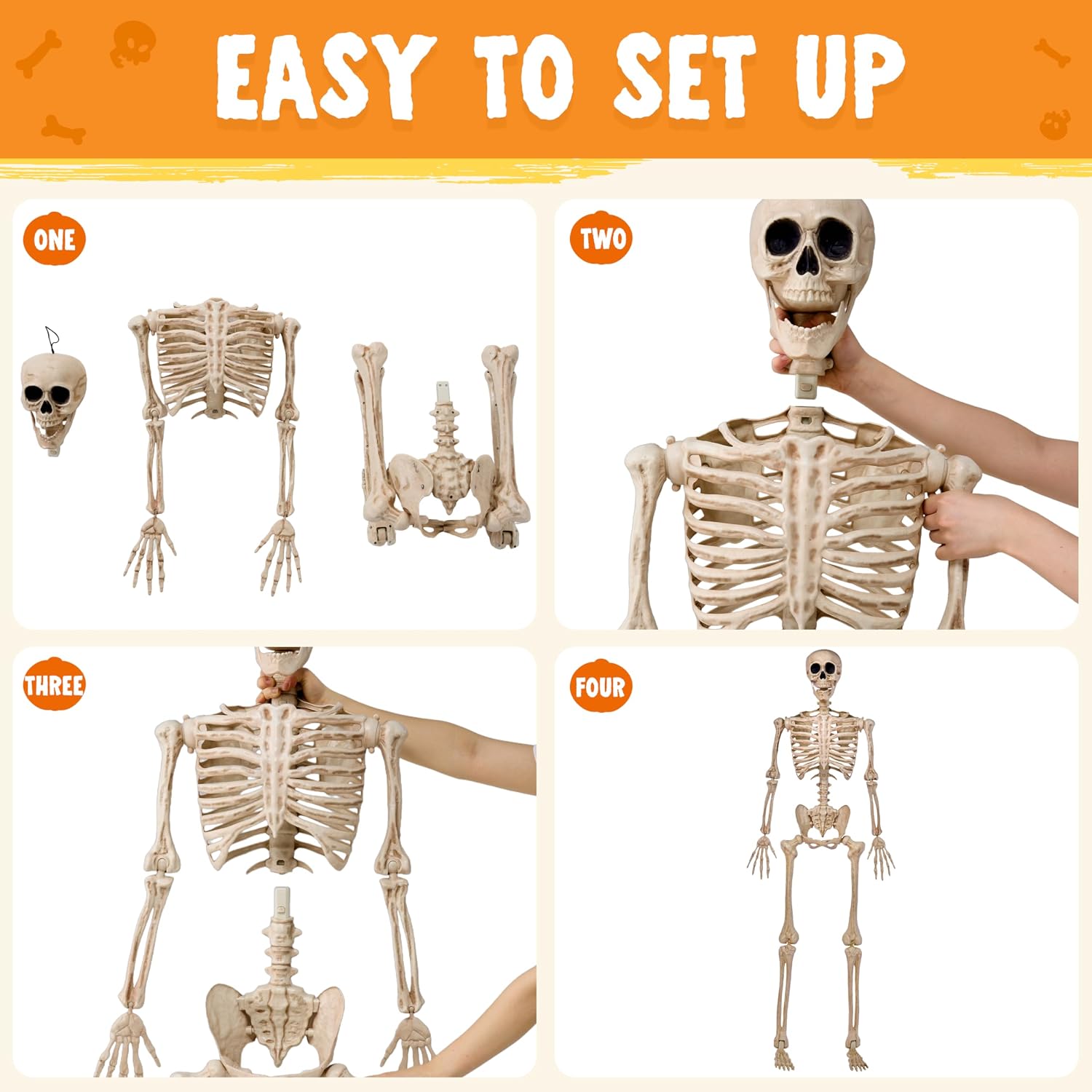 Detalle de JOYIN 5 FT Life-Size Halloween Skeleton Decor with Posable Joints