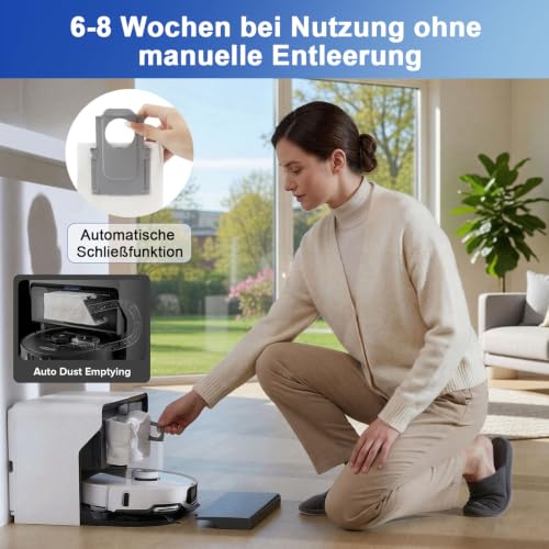 Detalle de Fishoney Staubbeutel – 15 Stück für Roborock QV/Qrevo, Saros und mehr (3,2 l, 13×12,5×20 cm)