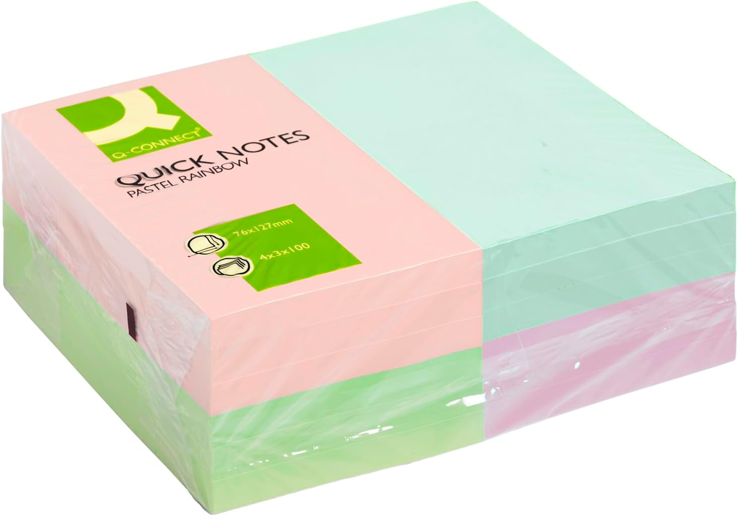 Thumbnail 6 de Q-Connect KF10509 Haftnotizen Quick Notes Pastellfarben 75 × 75 mm – 12 x 100 Blatt