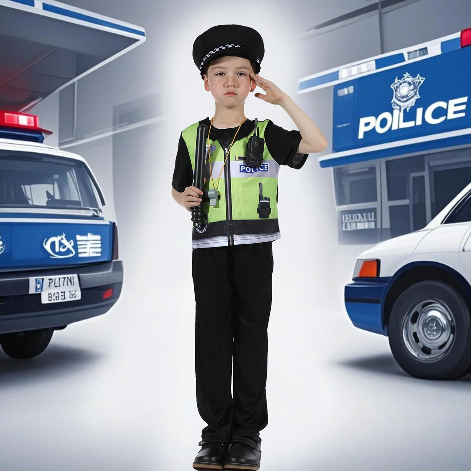 Thumbnail 1 de Sincere Party Kids Police Officer Costume – 7pc Dress-Up Set for Years 2–10