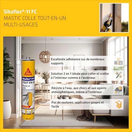 Detalle de Sikaflex 11 FC Noir 300 ml – Mastic colle multi-usage SIKA