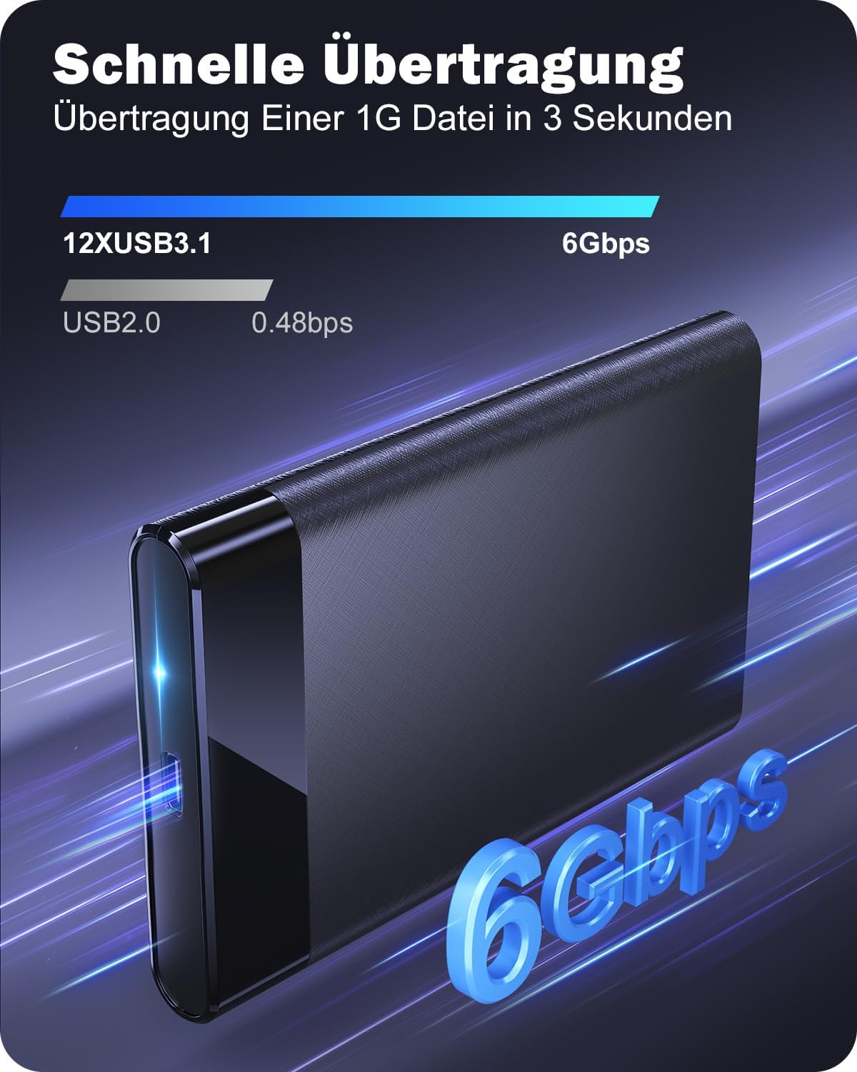 Thumbnail 1 de POSUGEAR Festplattengehäuse 2,5 Zoll USB C 3.1 6 Gbps