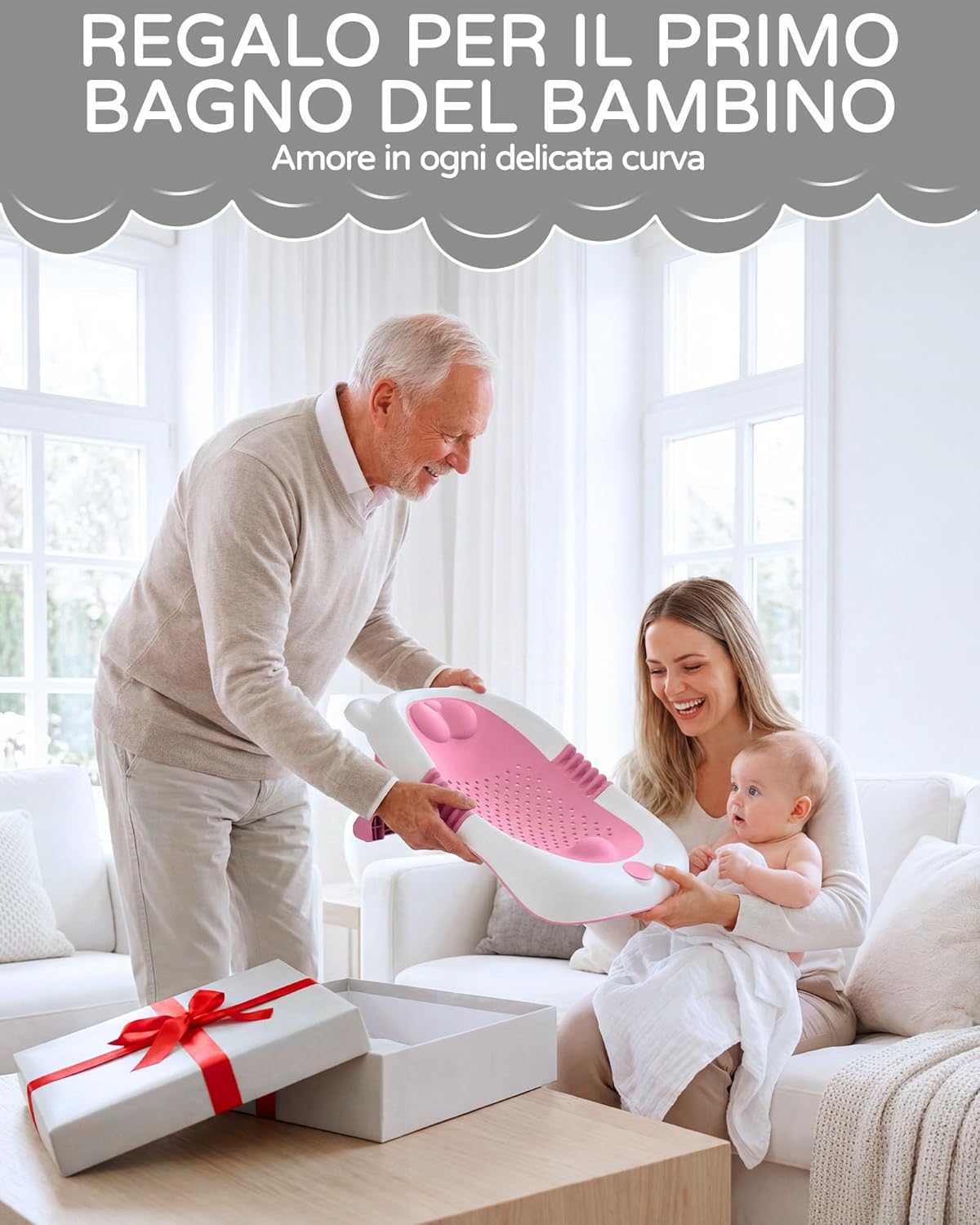 Thumbnail 6 de Vaschetta da bagno pieghevole SANEWE per neonato 0-6 mesi, con supporto e sedile antiscivolo con ventose