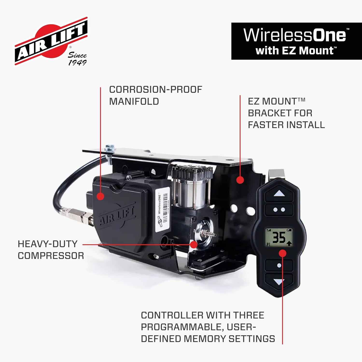 Detalle de Air Lift WirelessOne 2nd Gen + EZ Mount Onboard Air Compressor (25980EZ)