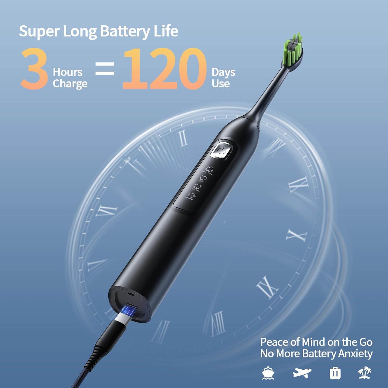 Thumbnail 3 de OasiSmile Electric Toothbrush for Adults — 42,000 VPM Sonic Cleaning, 4 Modes, 6 Heads, 120-Day Battery