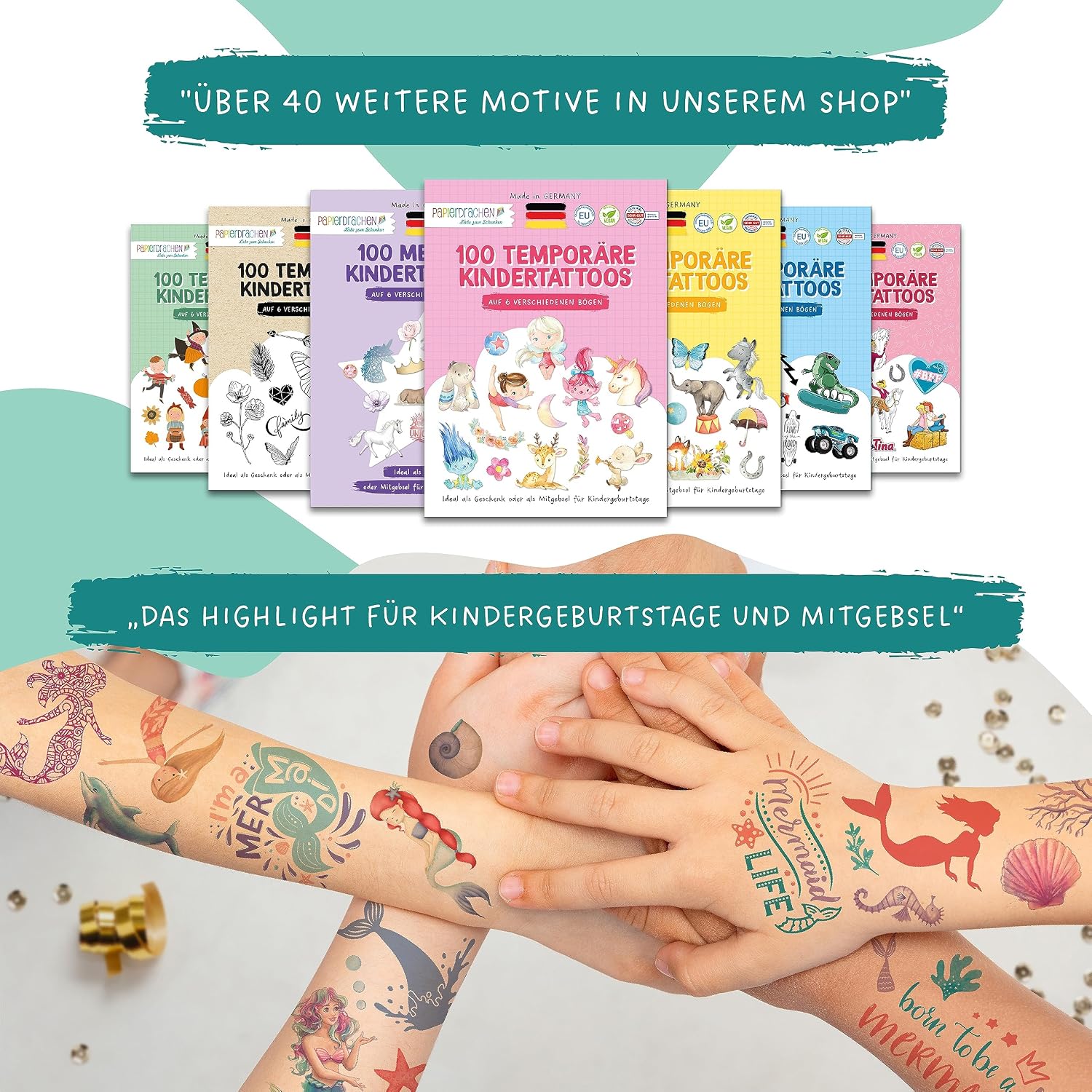 Thumbnail 4 de Papierdrachen Kindertattoos 28 Set