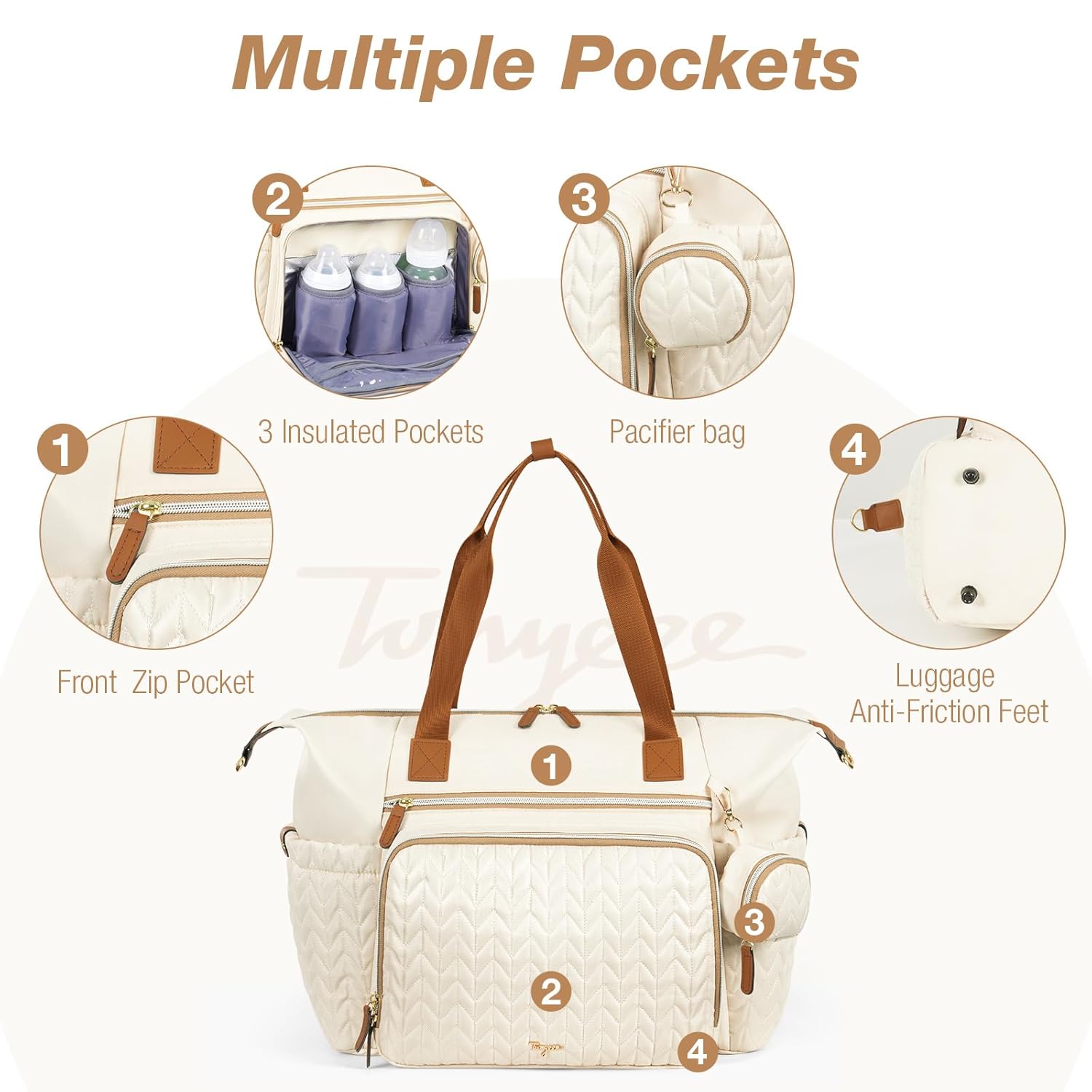 Thumbnail 3 de Tonyeee Wickeltasche mit Schnullertasche, Wickelunterlage und isolierten Fächern – multifunktionaler Wickelrucksack (Leopard)