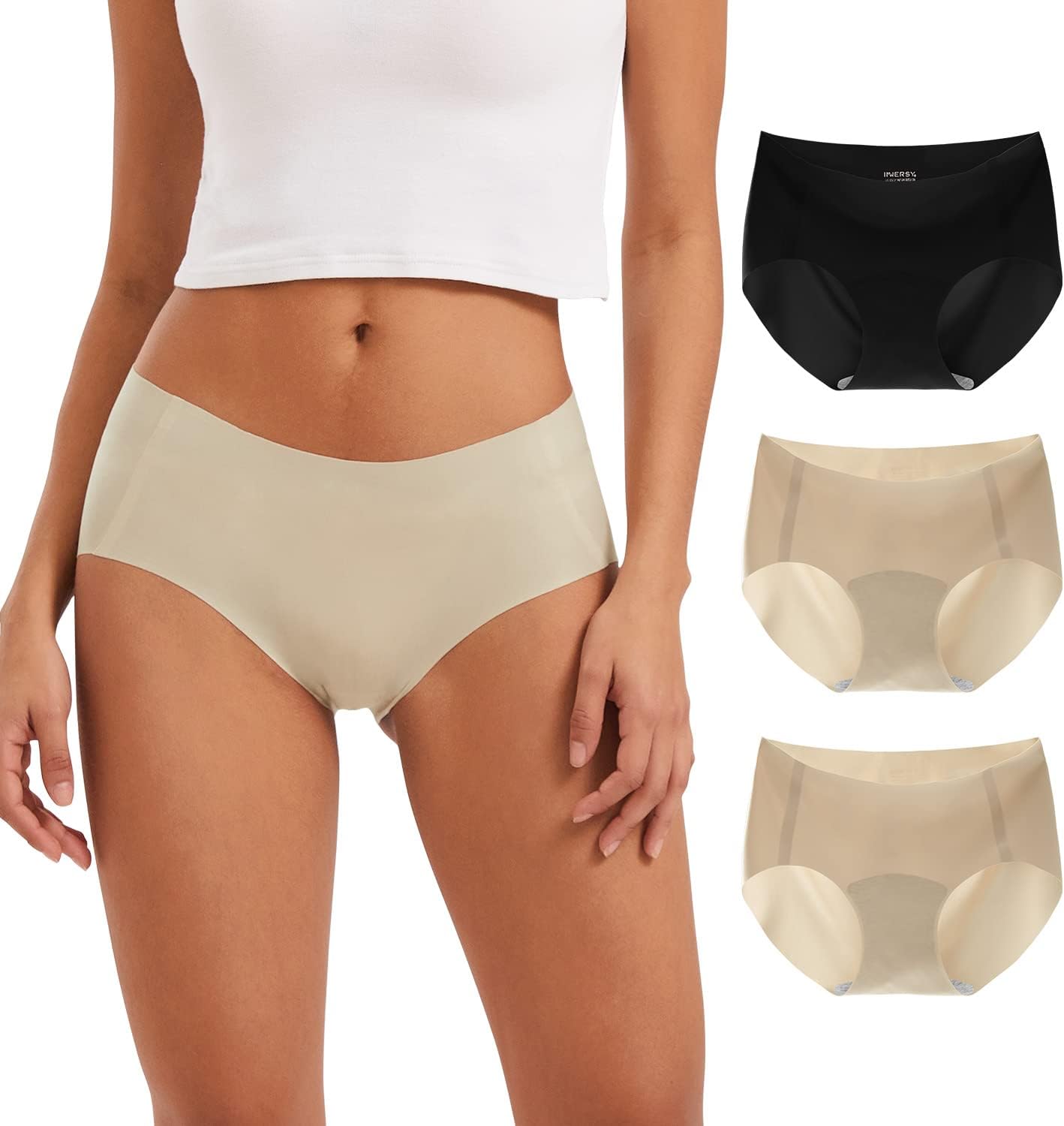 Detalle de INNERSY Nahtlose Damen-Slips aus Polyamid im 3er Pack – Seamless Invisible Unterwäsche