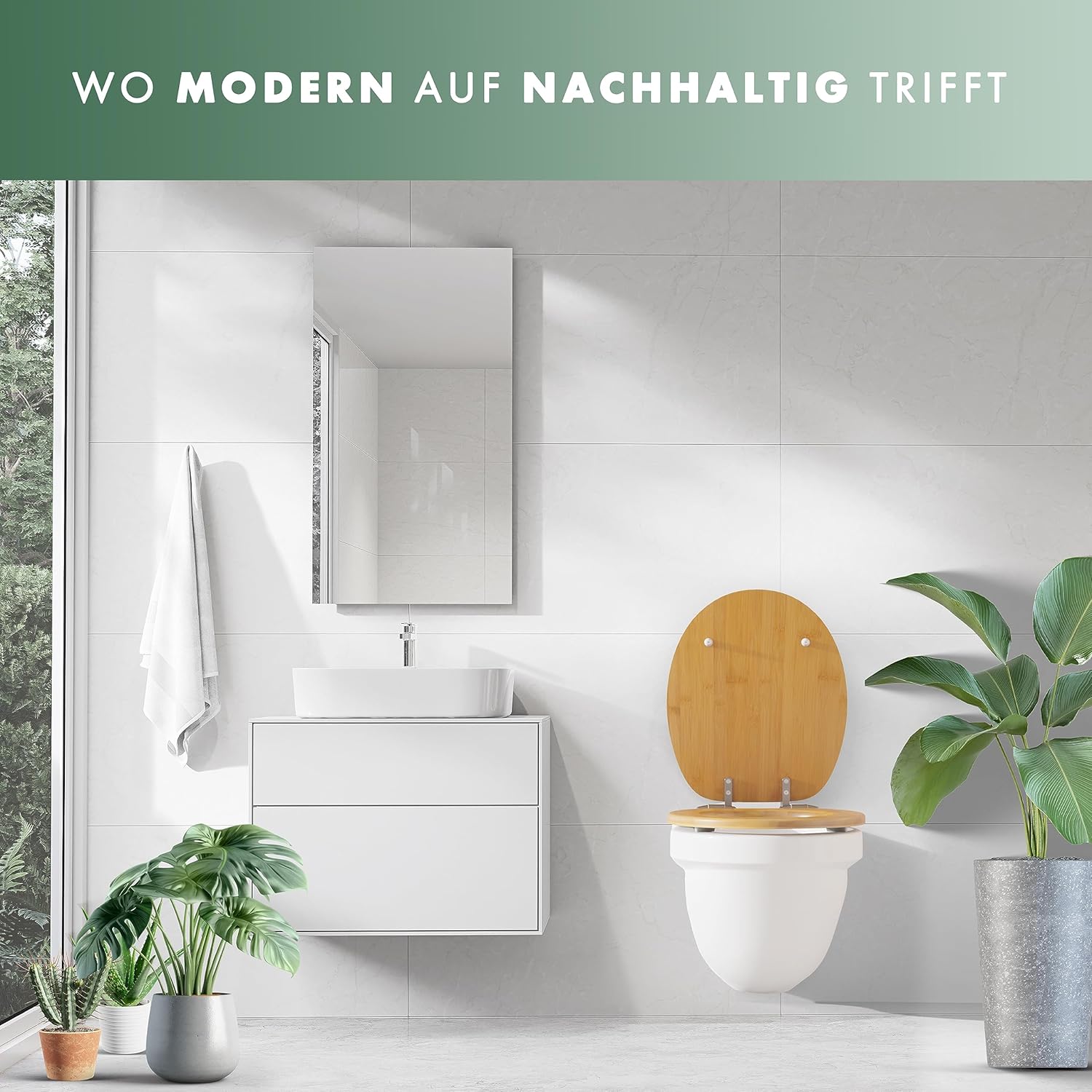 Thumbnail 6 de Benkstein Bambus Toilettendeckel Absenkautomatik 43,5 x 37,5 cm