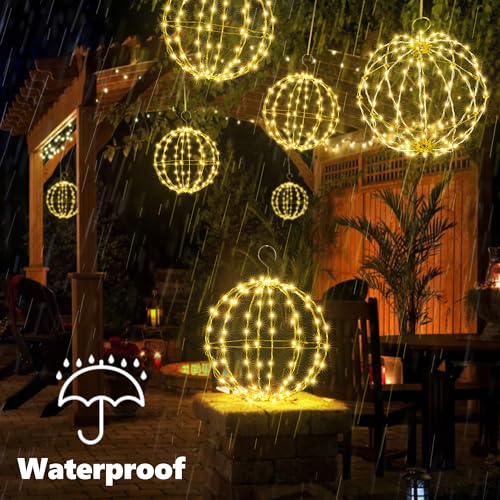 Detalle de Joomer Weihnachtsbeleuchtung Außen Batterie LED Leuchtkugel 2 PCS Warmweiß