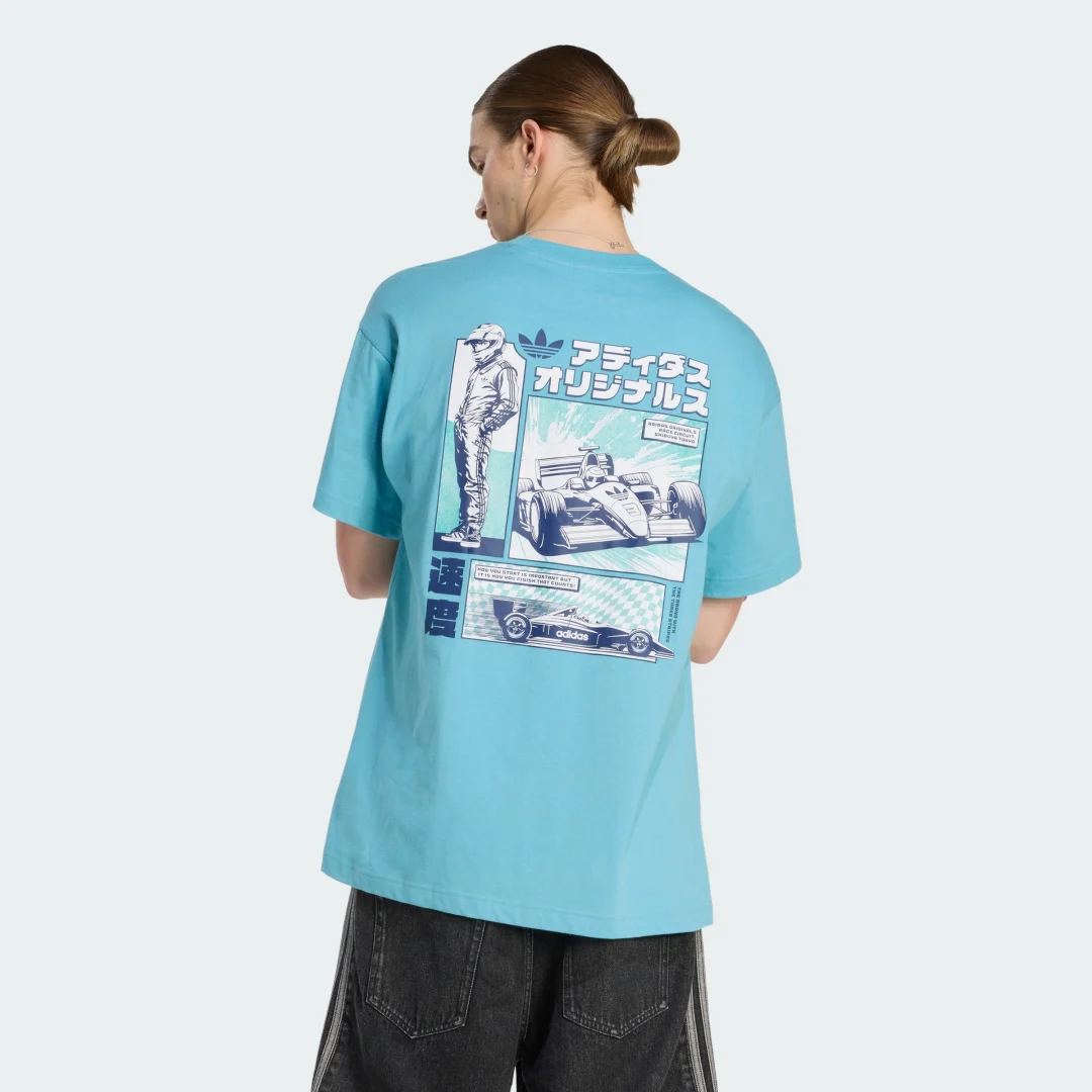 Detalle 2 de Camiseta estampada Japanese Racing manga Adidas en azul