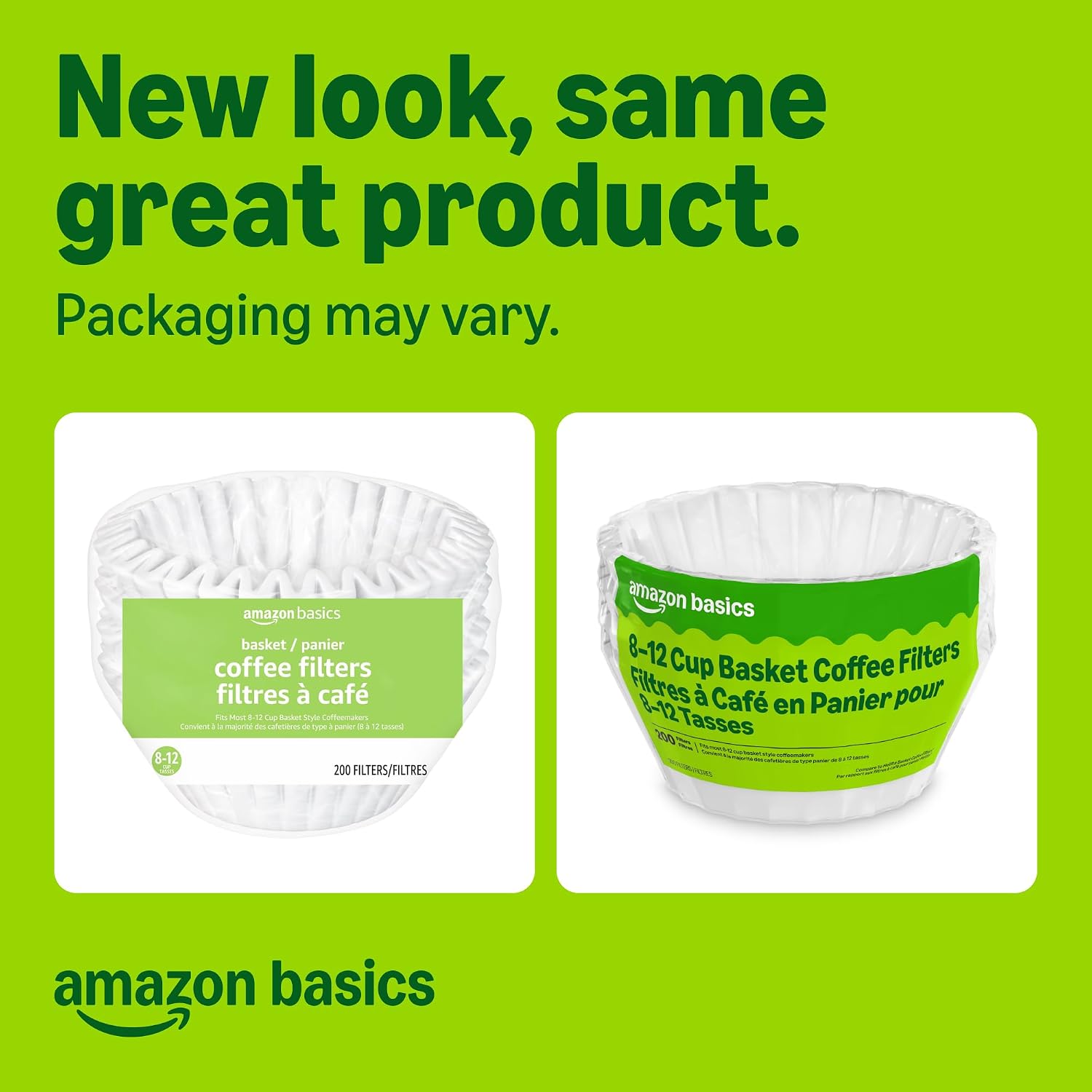Thumbnail 1 de Amazon Basics Basket Coffee Filters for 8-12 Cup Coffee Makers, White, 200 Count