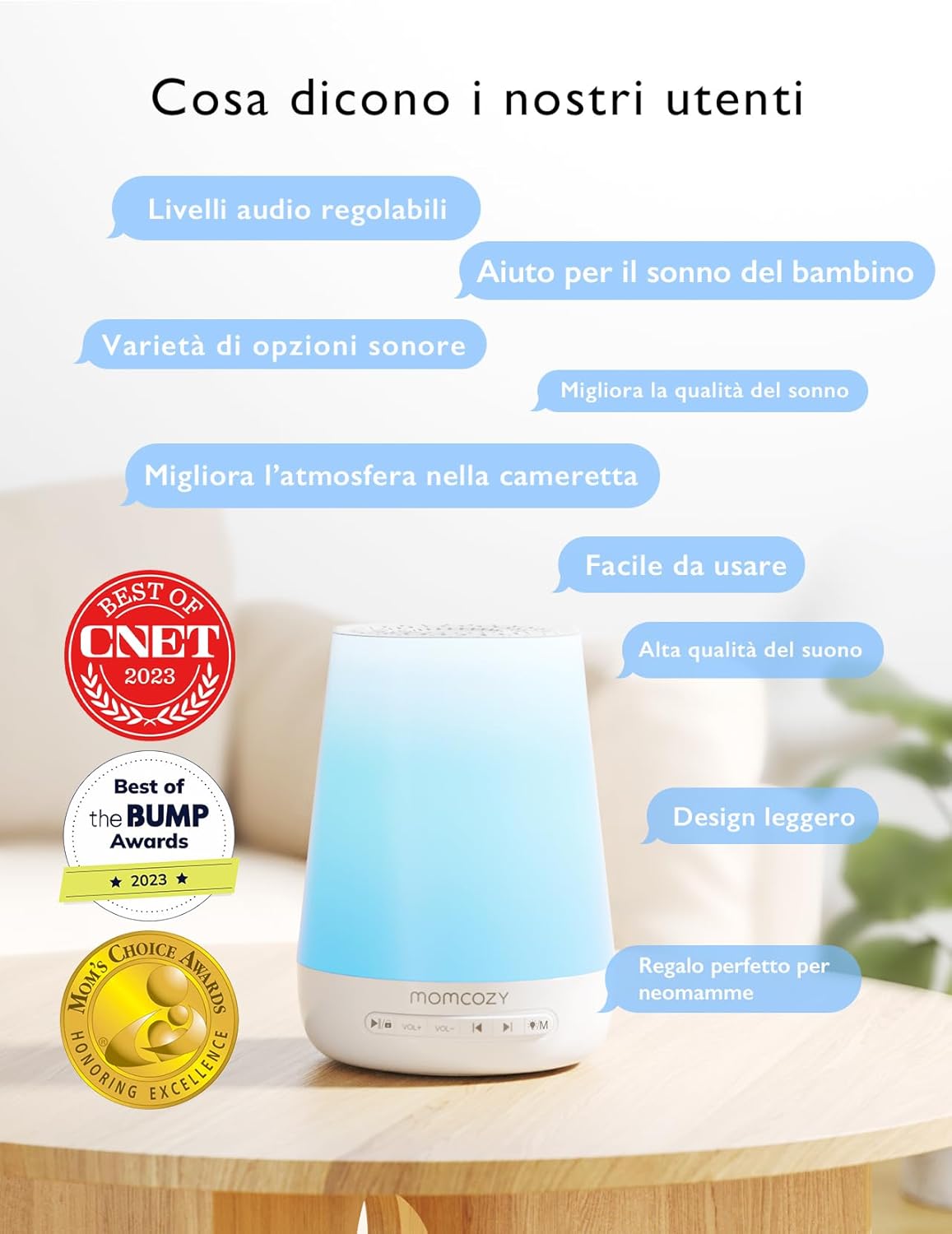 Thumbnail 2 de Momcozy Macchina del rumore bianco con 34 suoni, luce notturna multicolore e controllo via app/telecomando