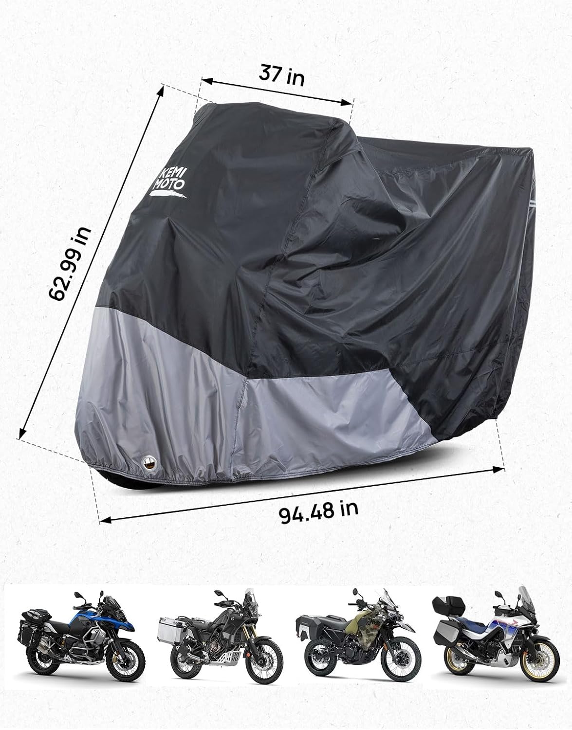 Thumbnail 5 de KEMIMOTO 420D Heavy Duty Waterproof Motorcycle Cover with Side/Top Box Compatibility