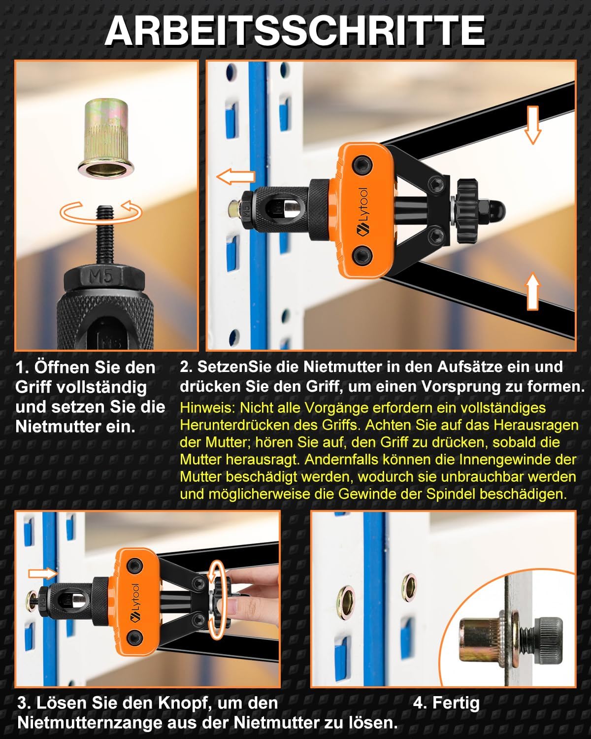 Thumbnail 5 de Lytool 14 Zoll Nietmutternzange Set Profi