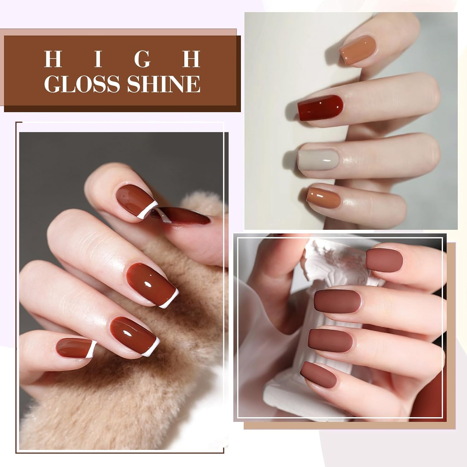Detalle 2 de CANNI 6Pcs 9ml Hema-Free Nude Brown Fall Gel Nail Polish Set