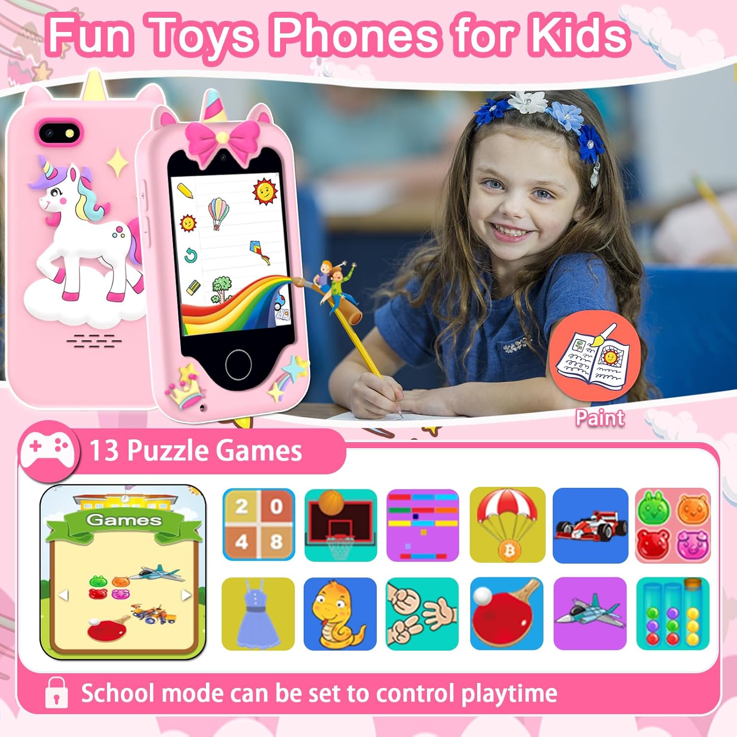 Detalle de Kids Phone Toys: 2.8" Touchscreen Smartphone for 3-12 Year Olds