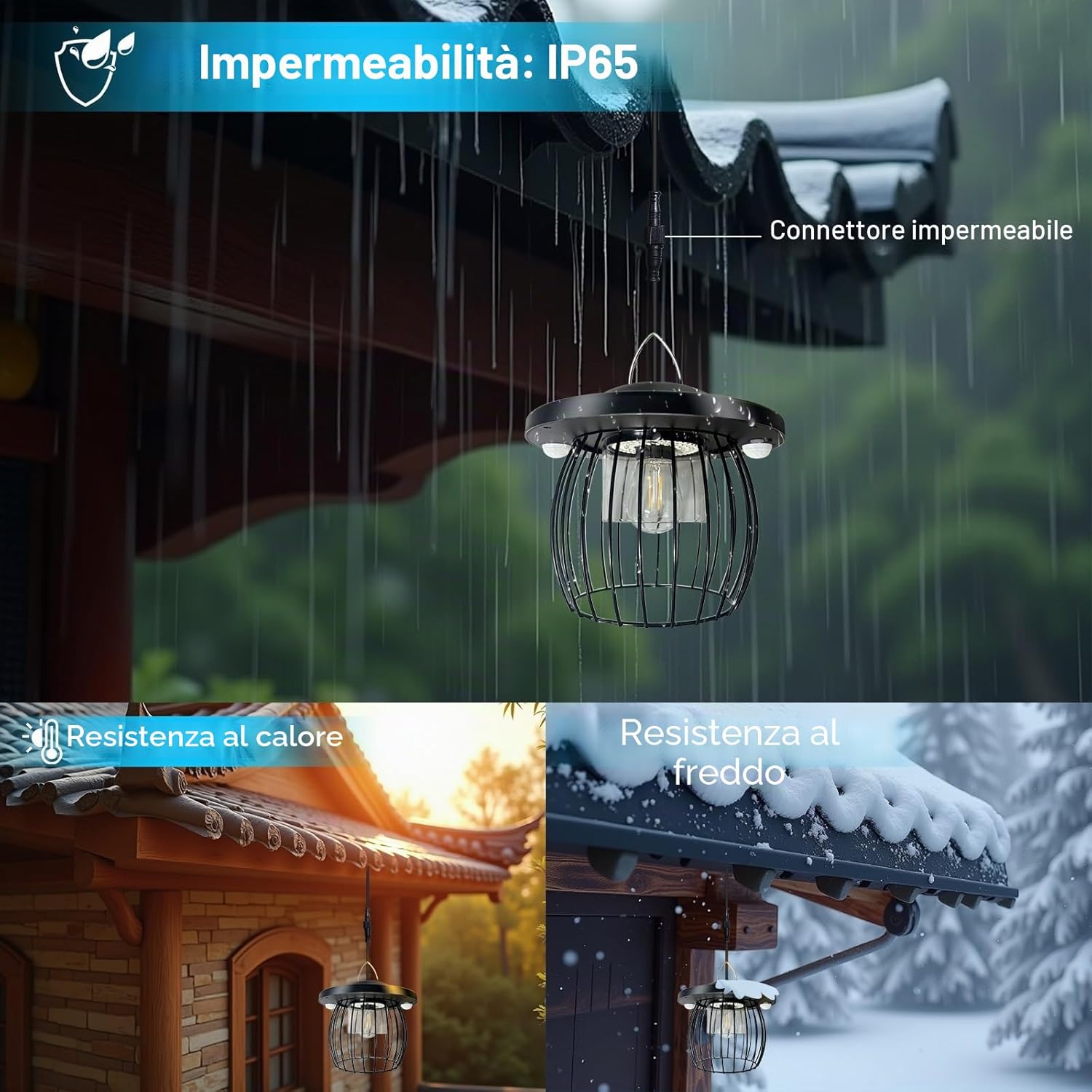 Thumbnail 3 de CREATESTAR Lampada a sospensione solare LED con telecomando, IP66, sensore di movimento