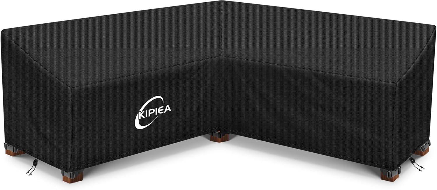 Detalle de Kipiea 267x267x85x78cm V-Shaped Sectional Sofa Cover, 420D Oxford Fabric