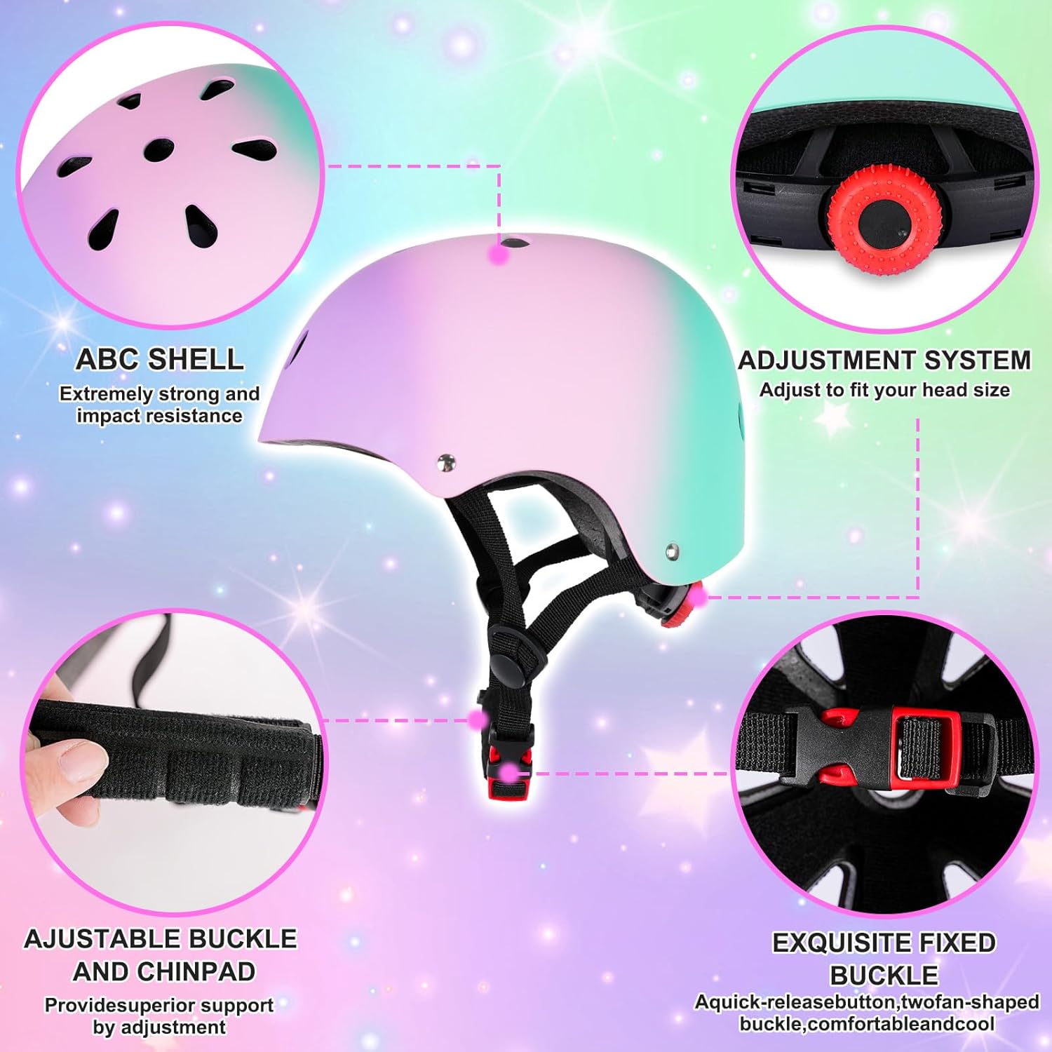 Thumbnail 2 de Kids Bike Helmet with Protective Gear Set for Ages 3-14+ (Girls & Boys) plus Knee, Elbow, and Wrist Guards