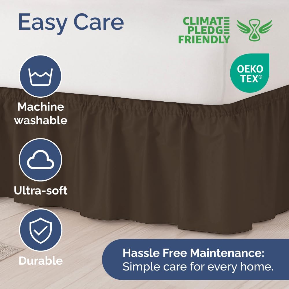 Thumbnail 5 de Wrap Around Dust Ruffle Bed Skirt - Brown for Full Size Beds (18 Inch Drop) with Elastic Wrap