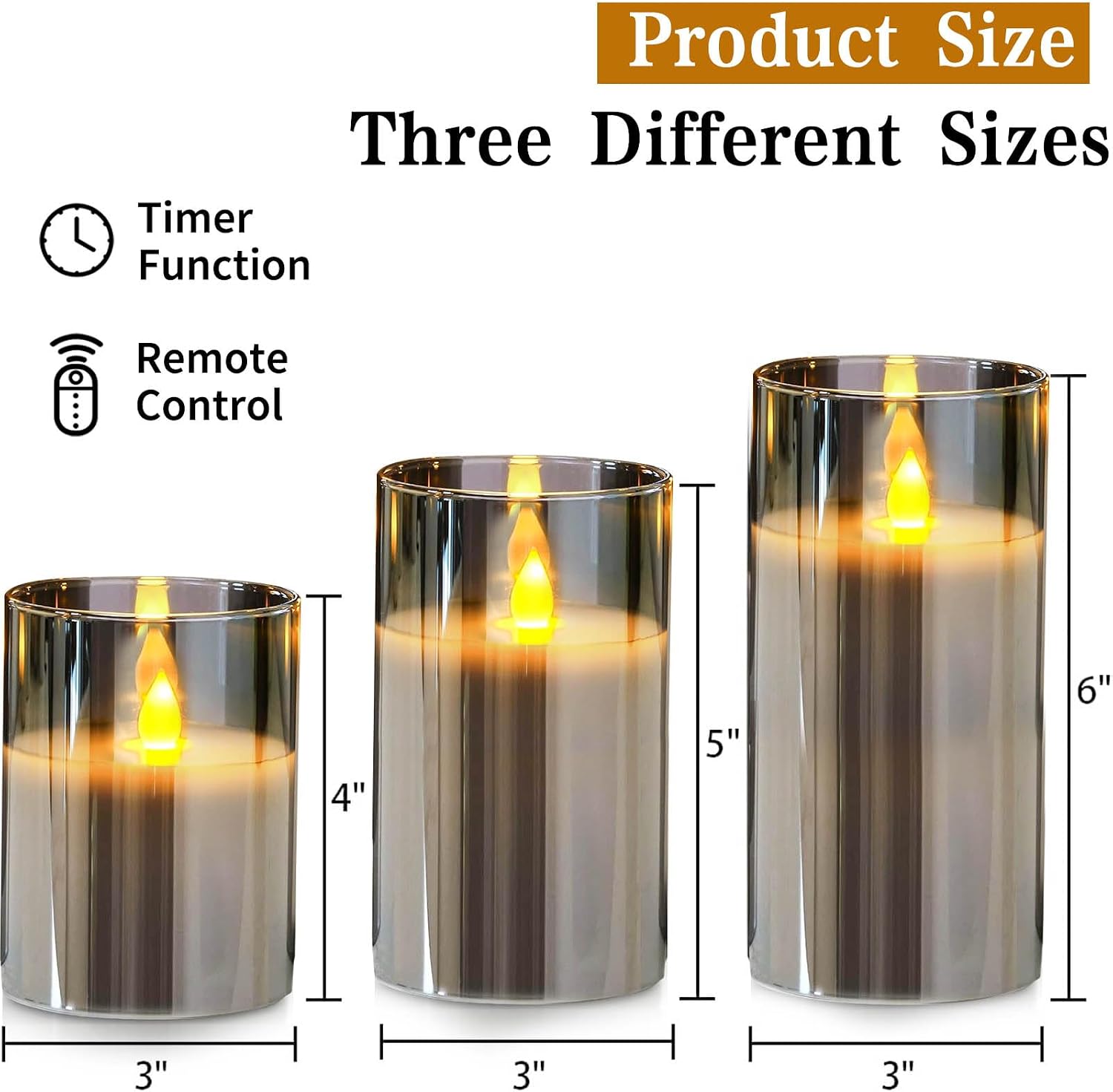 Thumbnail 3 de Led Flameless Candles Pack of 3 3–6in