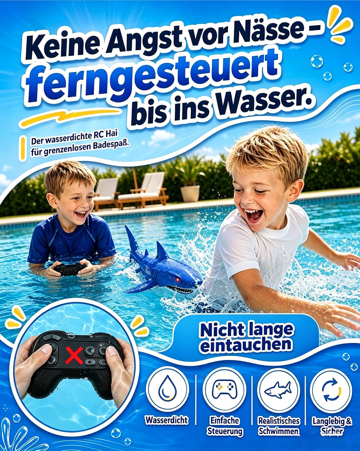 Thumbnail 2 de KOKODI Ferngesteuerter Robo-Hai – wasserdichtes RC Badespielzeug für Kinder ab 3 Jahren