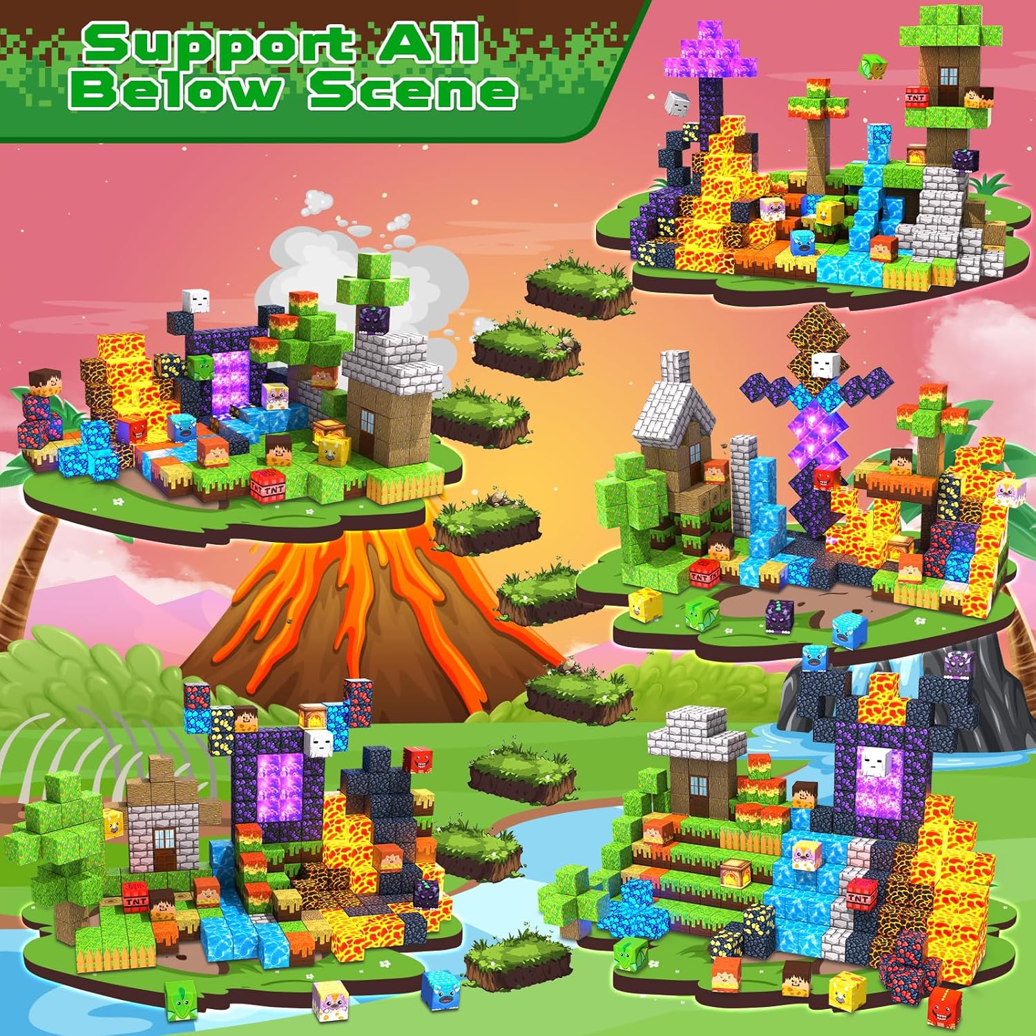 Detalle de Magnetic Blocks Dark Light 300pcs building set