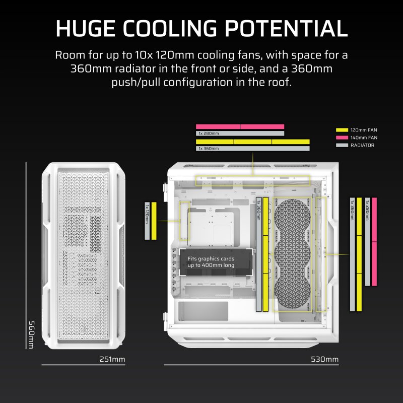 Detalle 2 de Corsair 5000T Mid Tower Cristal Templado USB-C blanca 🖥