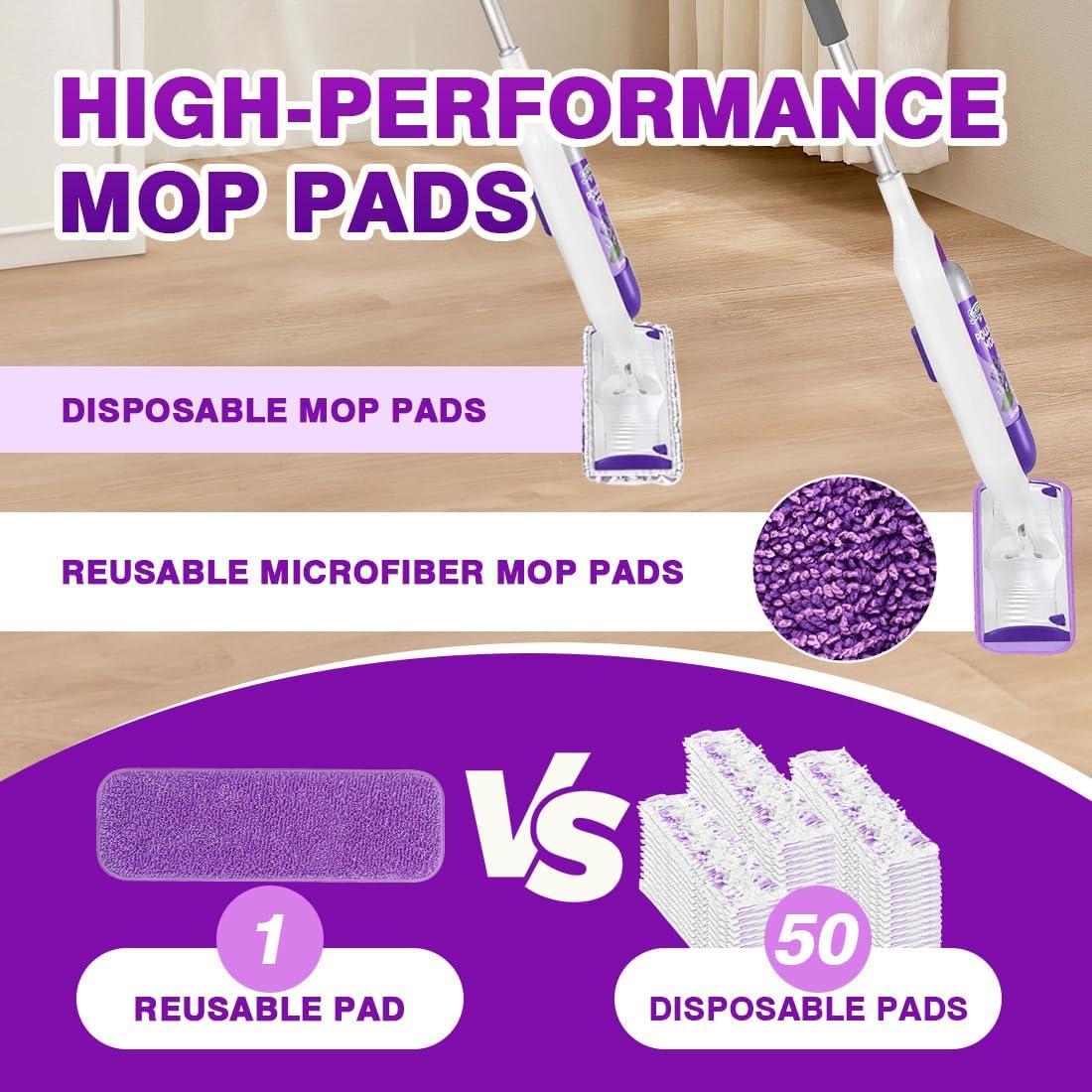 Thumbnail 4 de HOMEXCEL Reusable Microfiber Mop Pads 8-pack 🧹