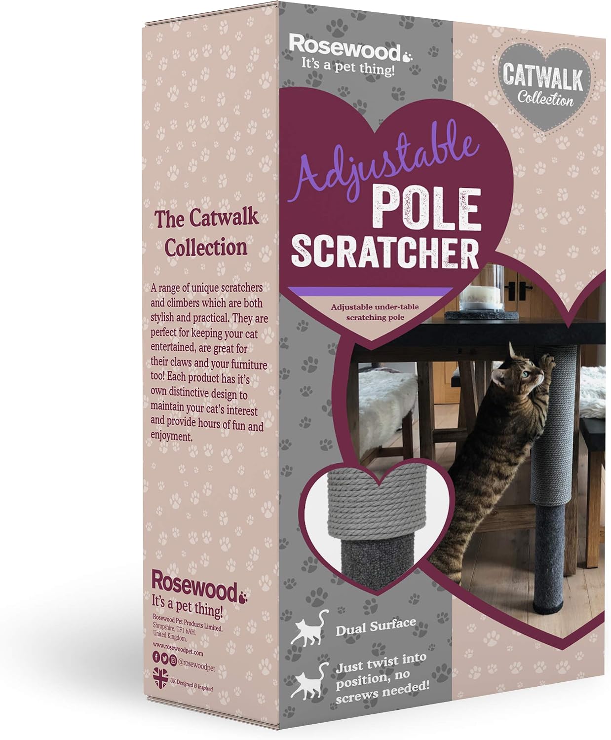 Detalle 2 de Rosewood Charcoal Adjustable Pole Scratcher – Grey Cat Scratching Post with Twist-to-Adjust Feature